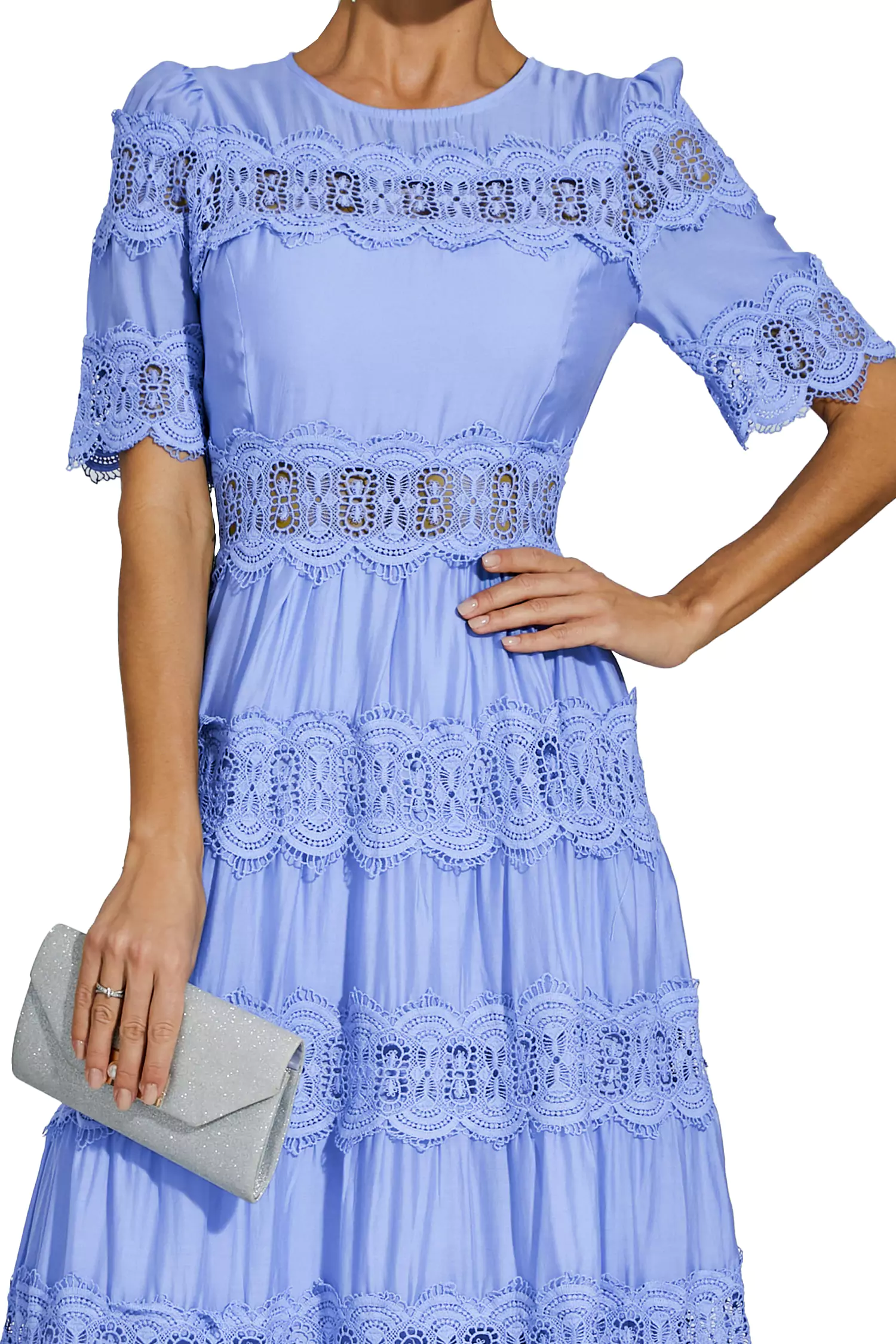 Courtney Blue Cut Out Lace Maxi Dress-CATCHALL