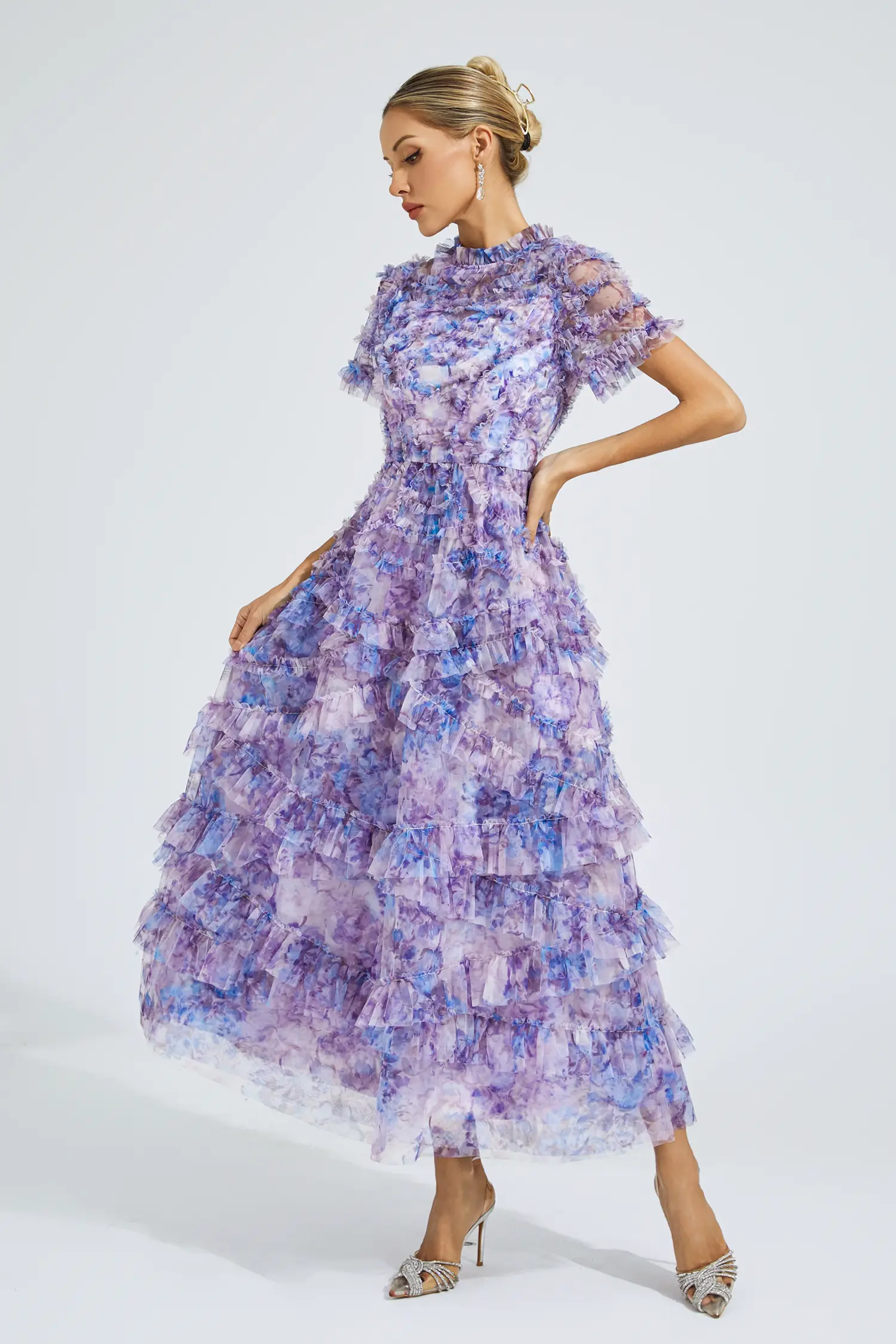 Saroyan Purple Floral Midi Dress-CATCHALL