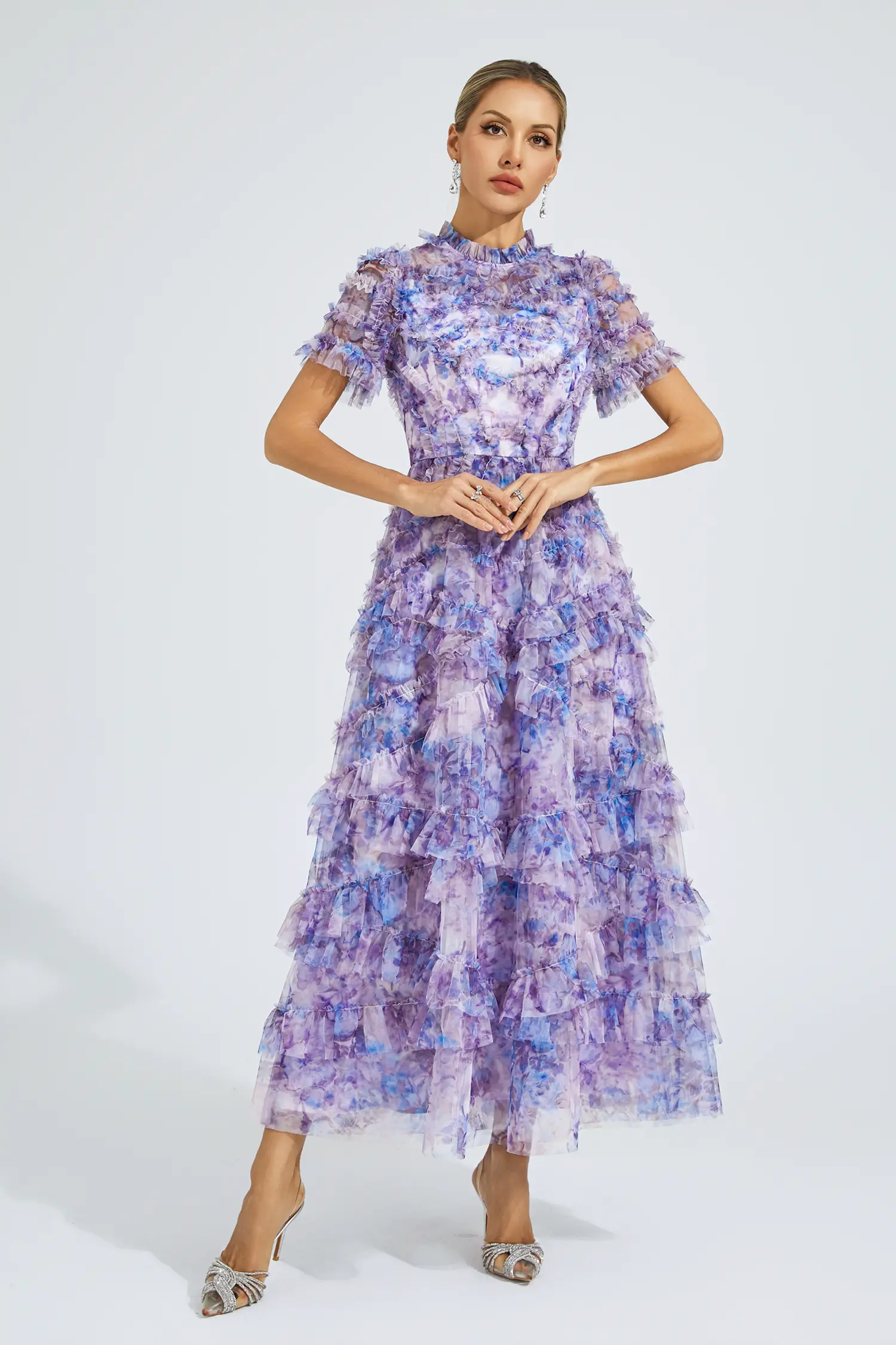 Saroyan Purple Floral Midi Dress-CATCHALL