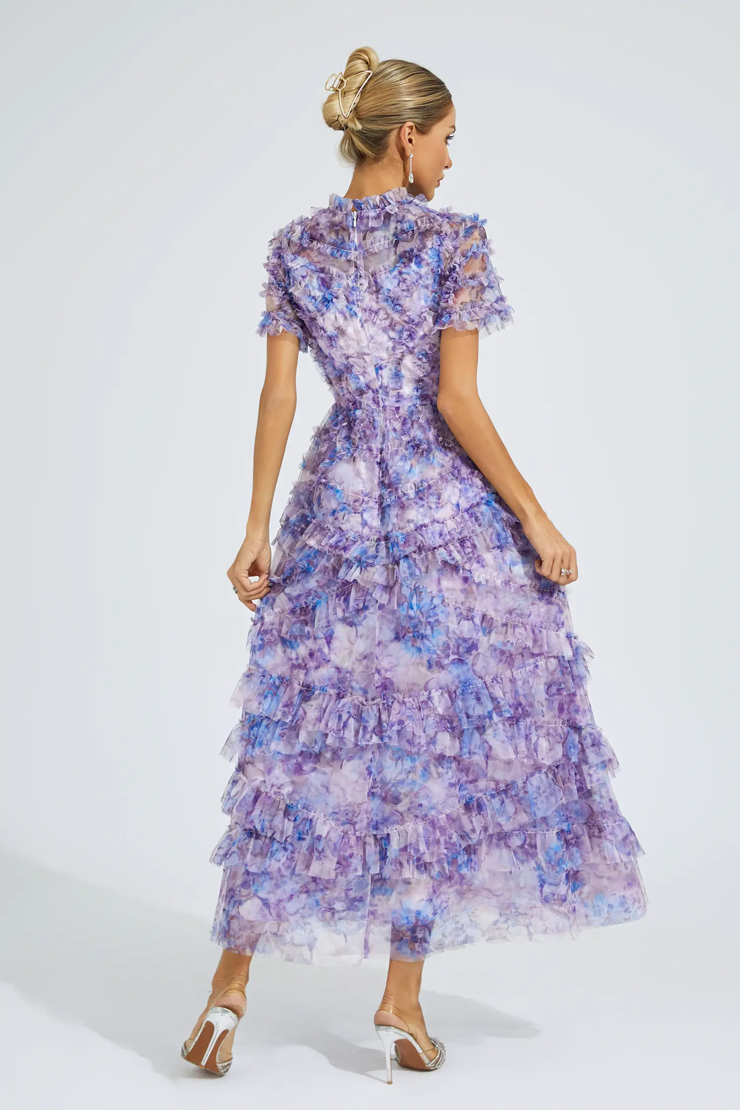 Saroyan Purple Floral Midi Dress-CATCHALL