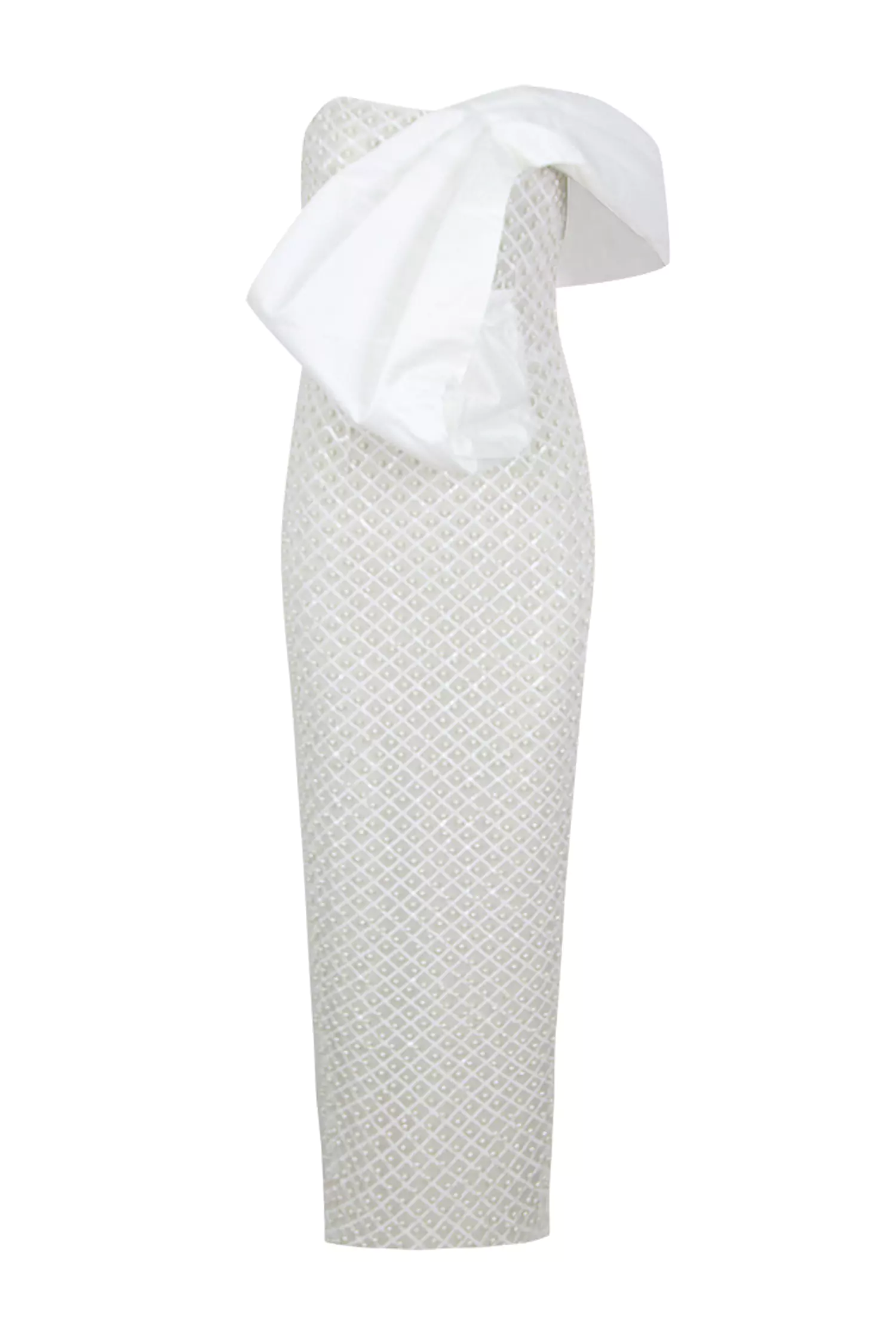 Alisson White Pearl Embellishment Dress-CATCHALL