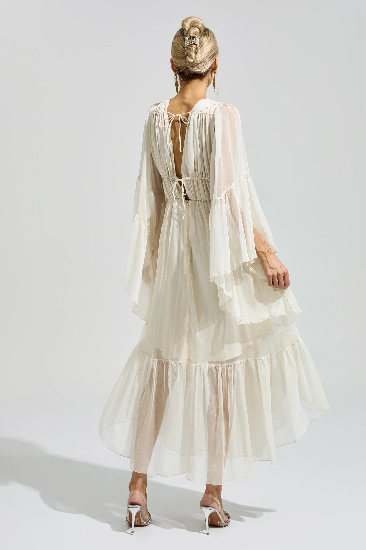 Beauvoir Apricot Ruffle Maxi Dress