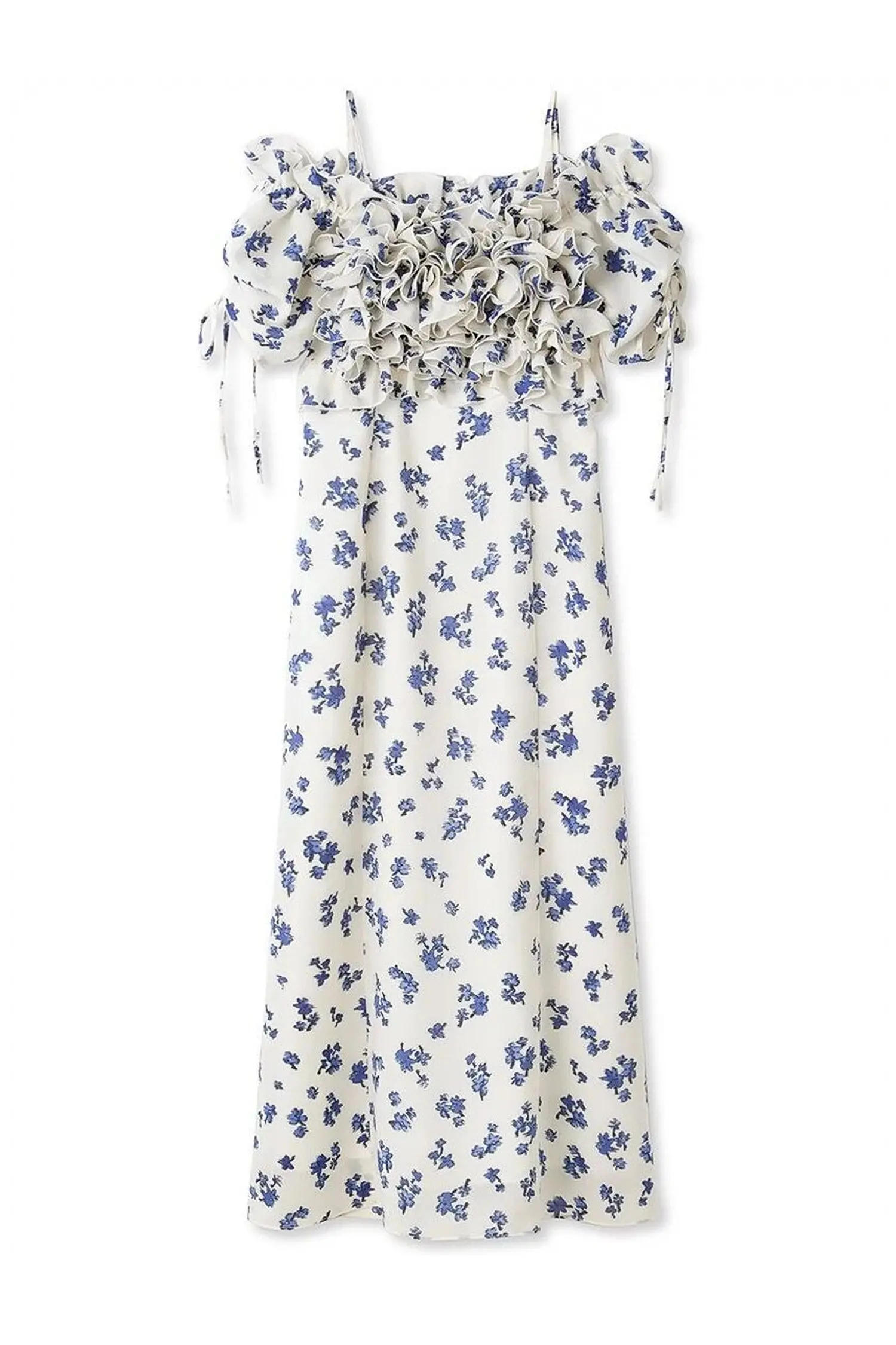 Malory White Ruffled Slip Midi Dress-CATCHALL