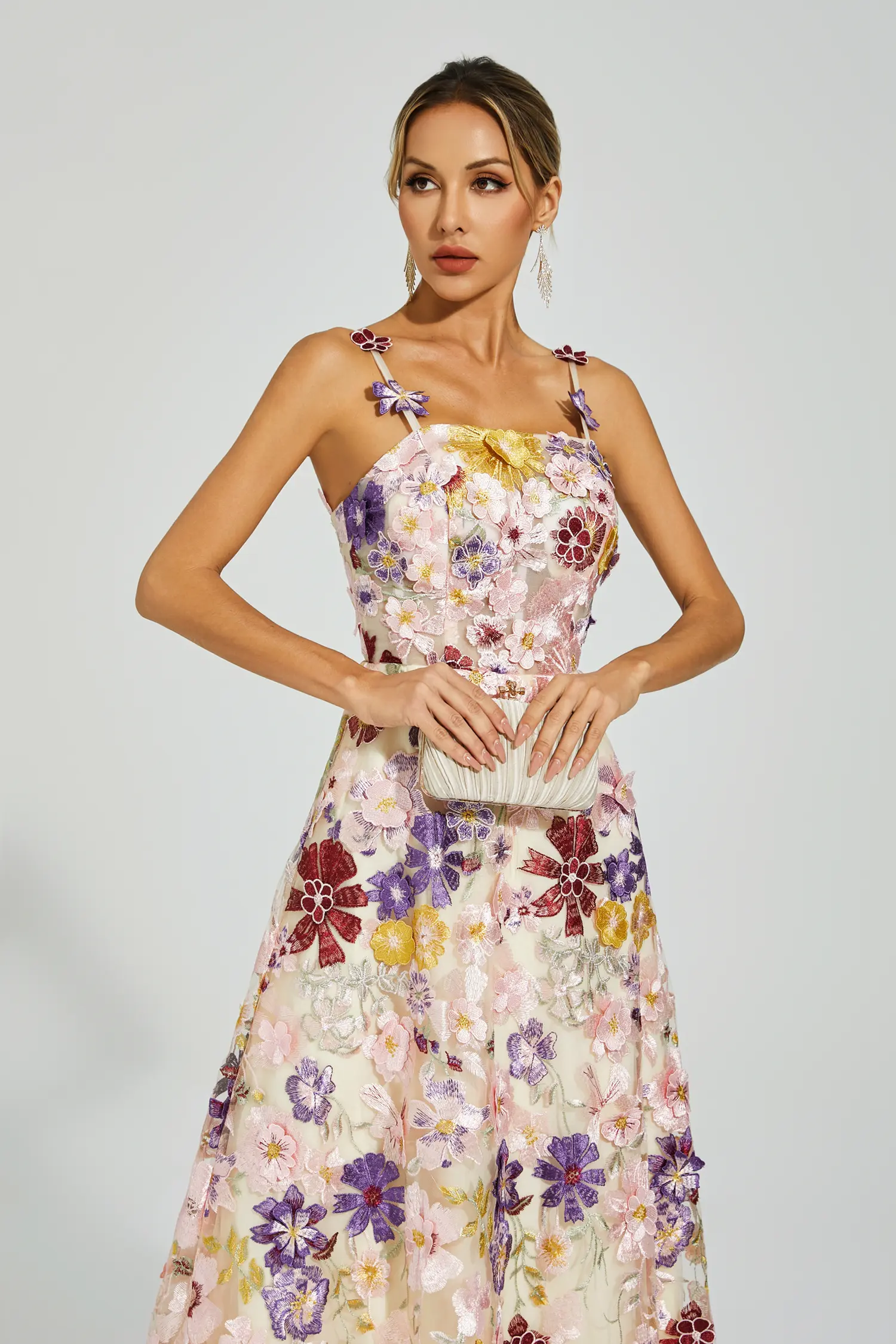 Taytum White Flower Embroidery Maxi Dress-CATCHALL