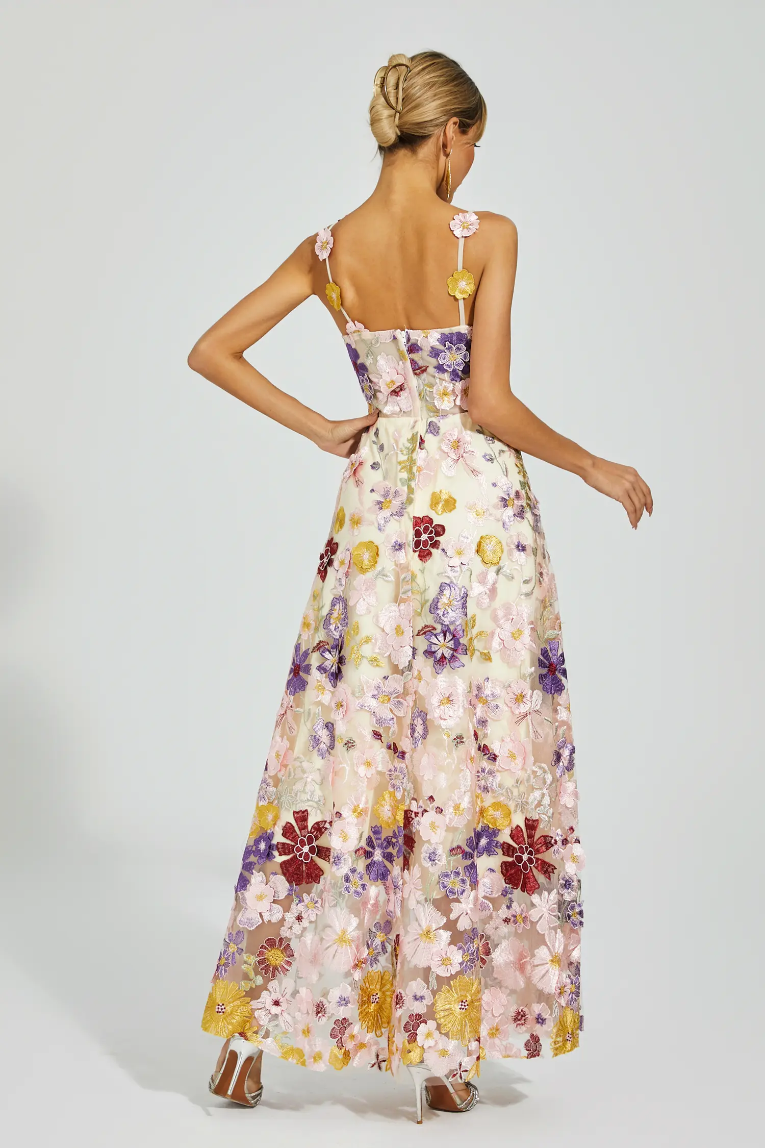 Taytum White Flower Embroidery Maxi Dress-CATCHALL