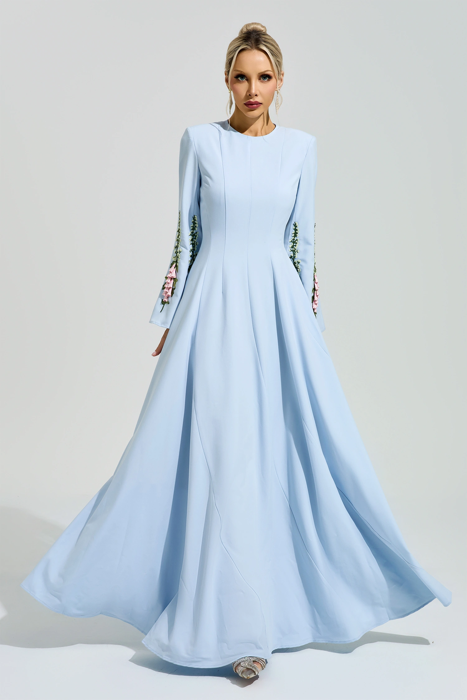 Franklin Blue Embroidered Flower Dress