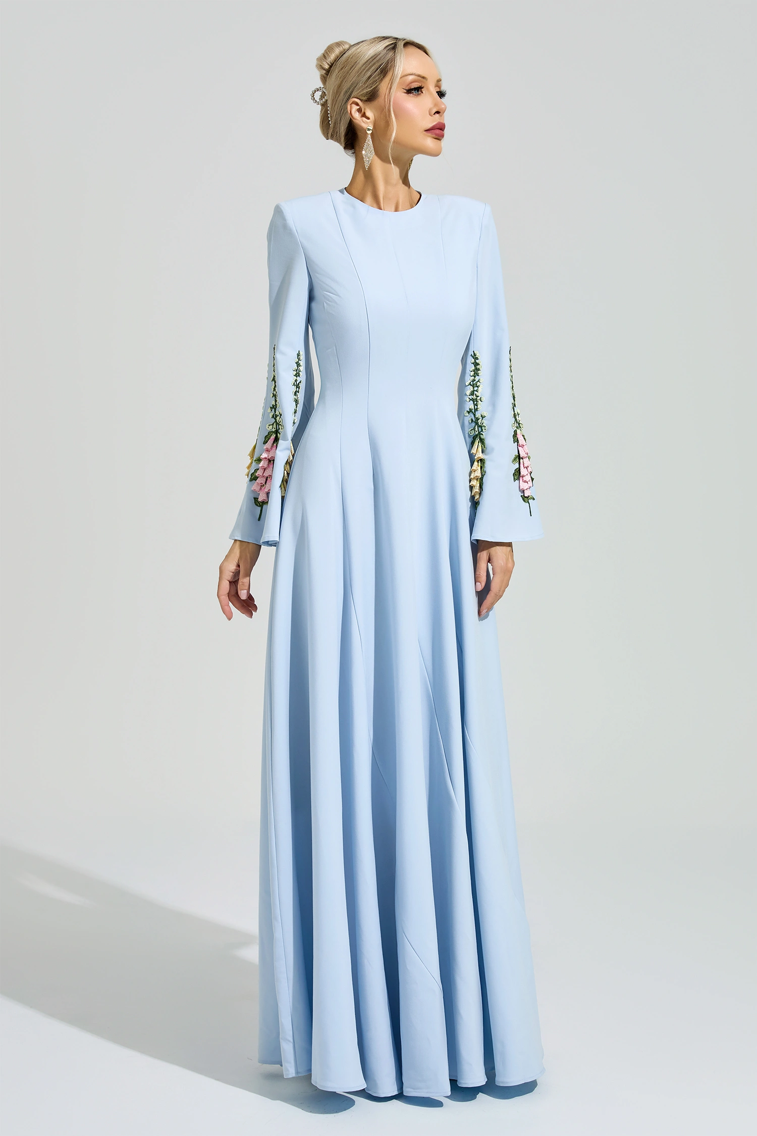 Franklin Blue Embroidered Flower Dress
