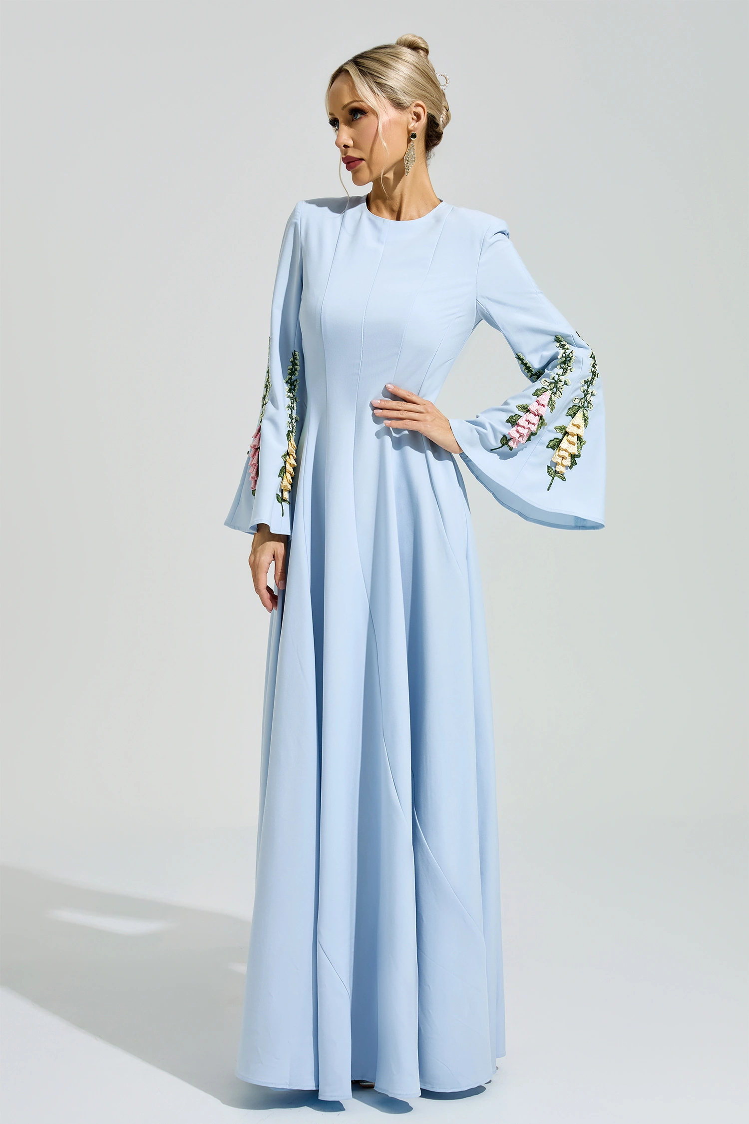Franklin Blue Embroidered Flower Dress