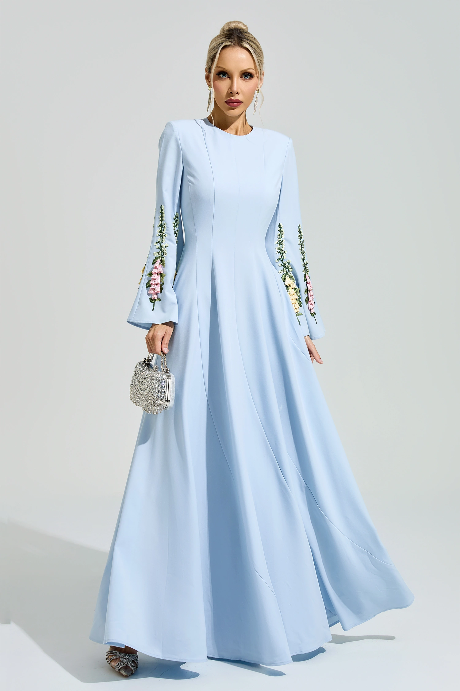 Franklin Blue Embroidered Flower Dress