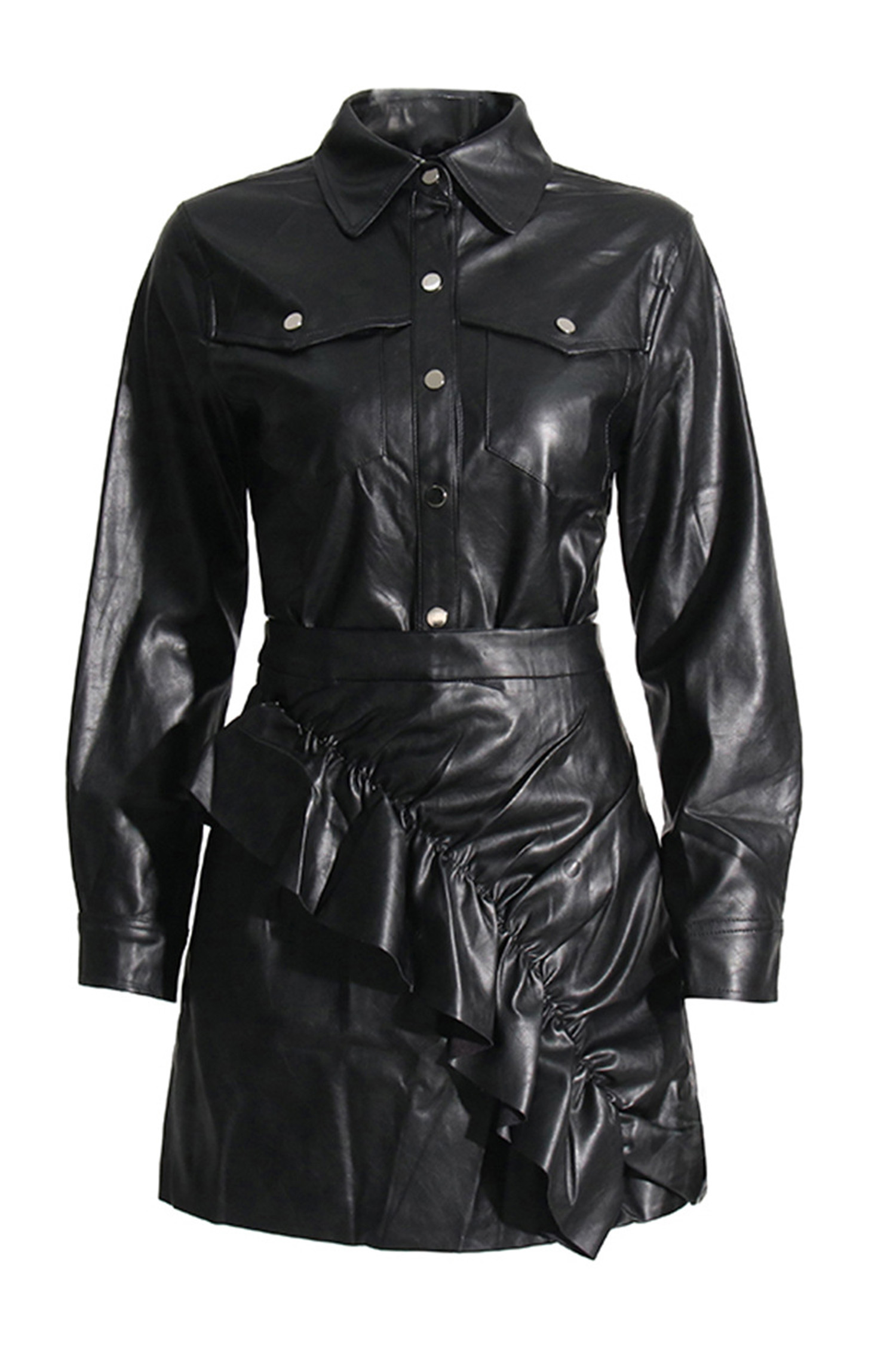 Sapir Black Leather Set
