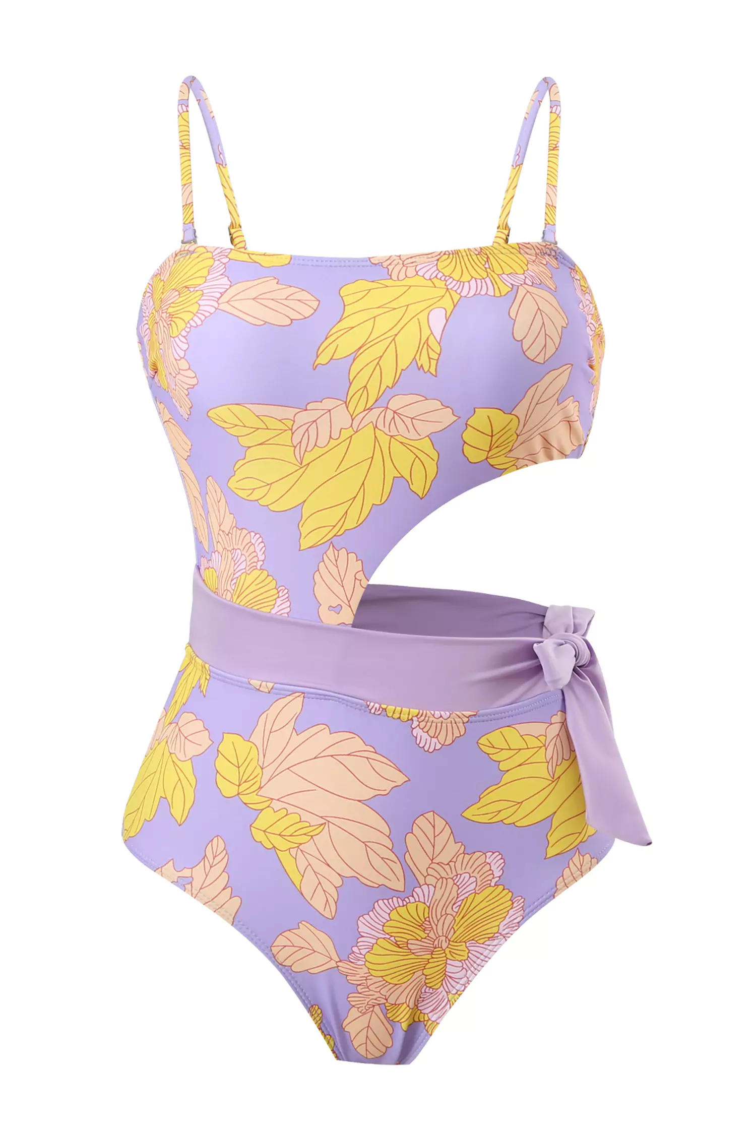 Salma Purple Flower Printed Swimwear-CATCHALL