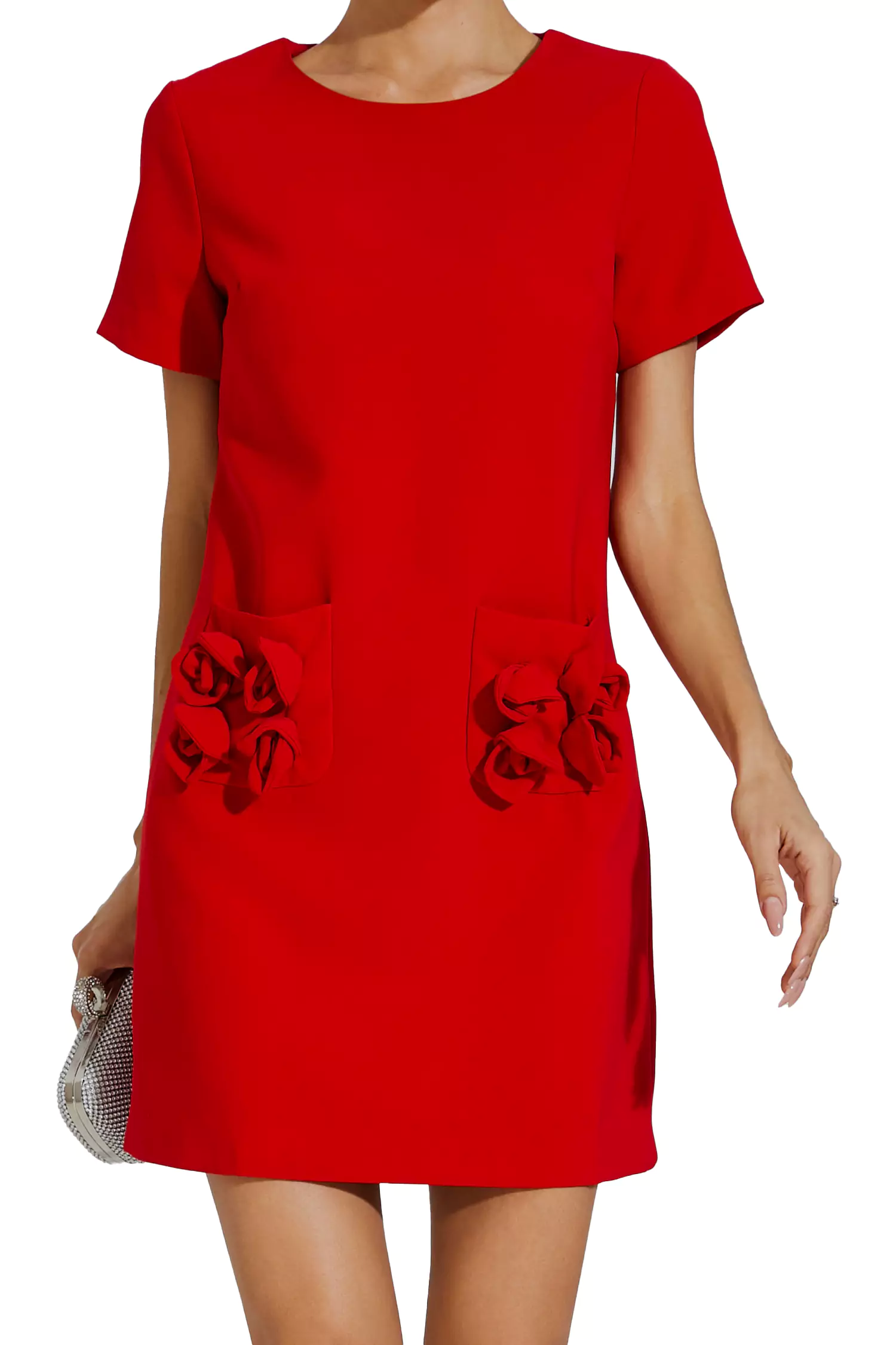 Zendaya Red Rose Mini Dress-CATCHALL