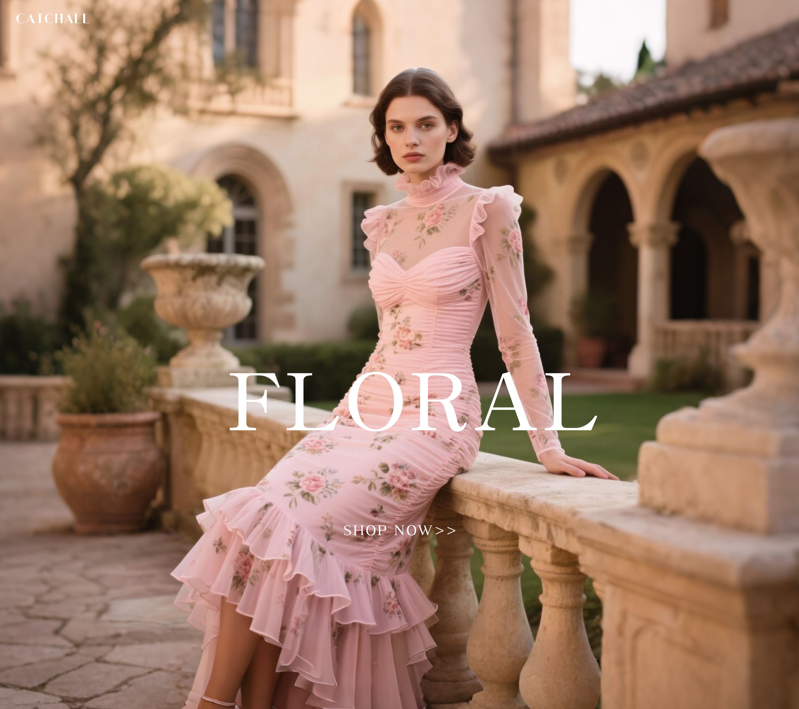 CATCHALL ペールピンク パーティードレス ドレスプラス DRESS+ ワンピース レース 披露宴 結婚式