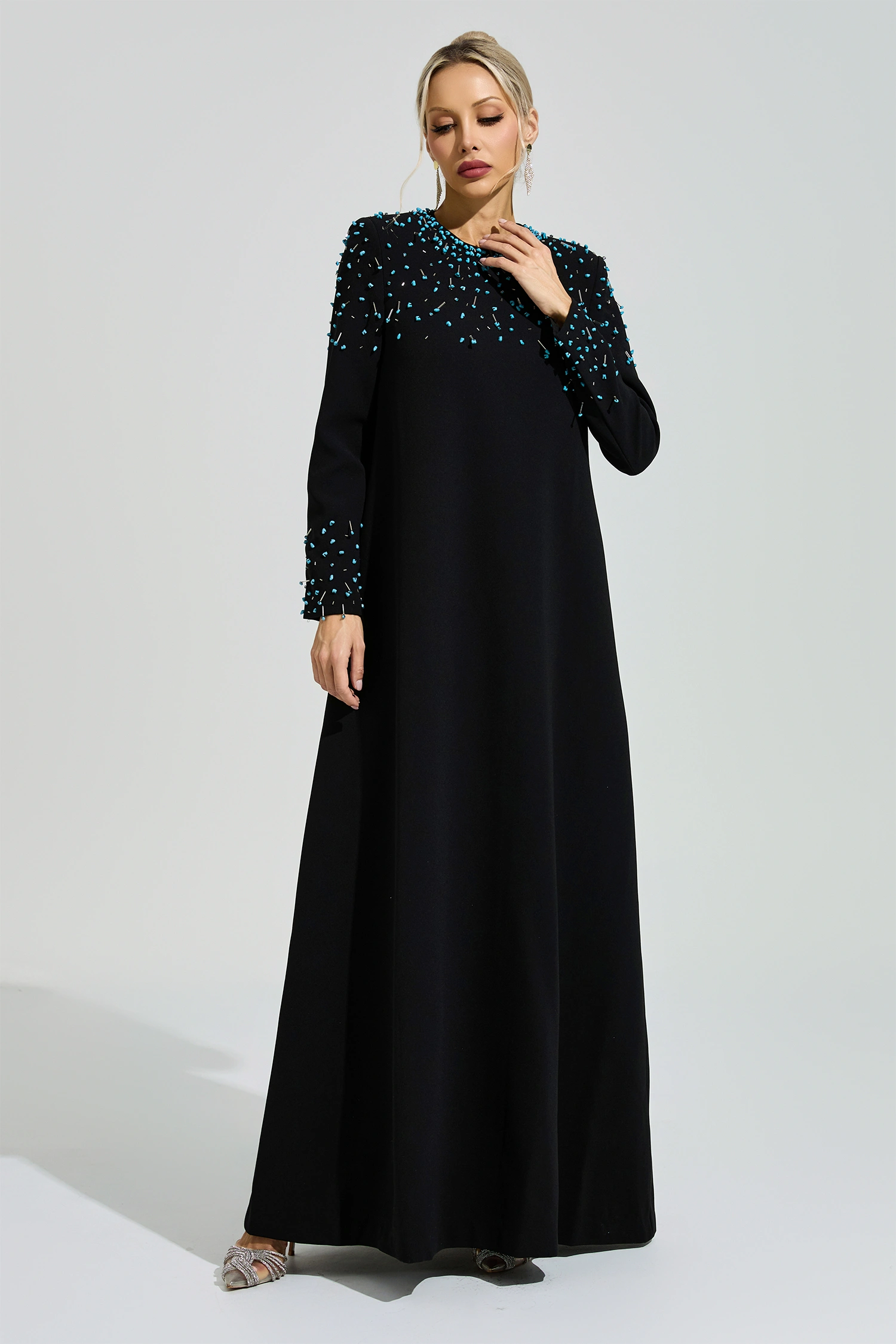 Beatrice Black Beaded Maxi Dress