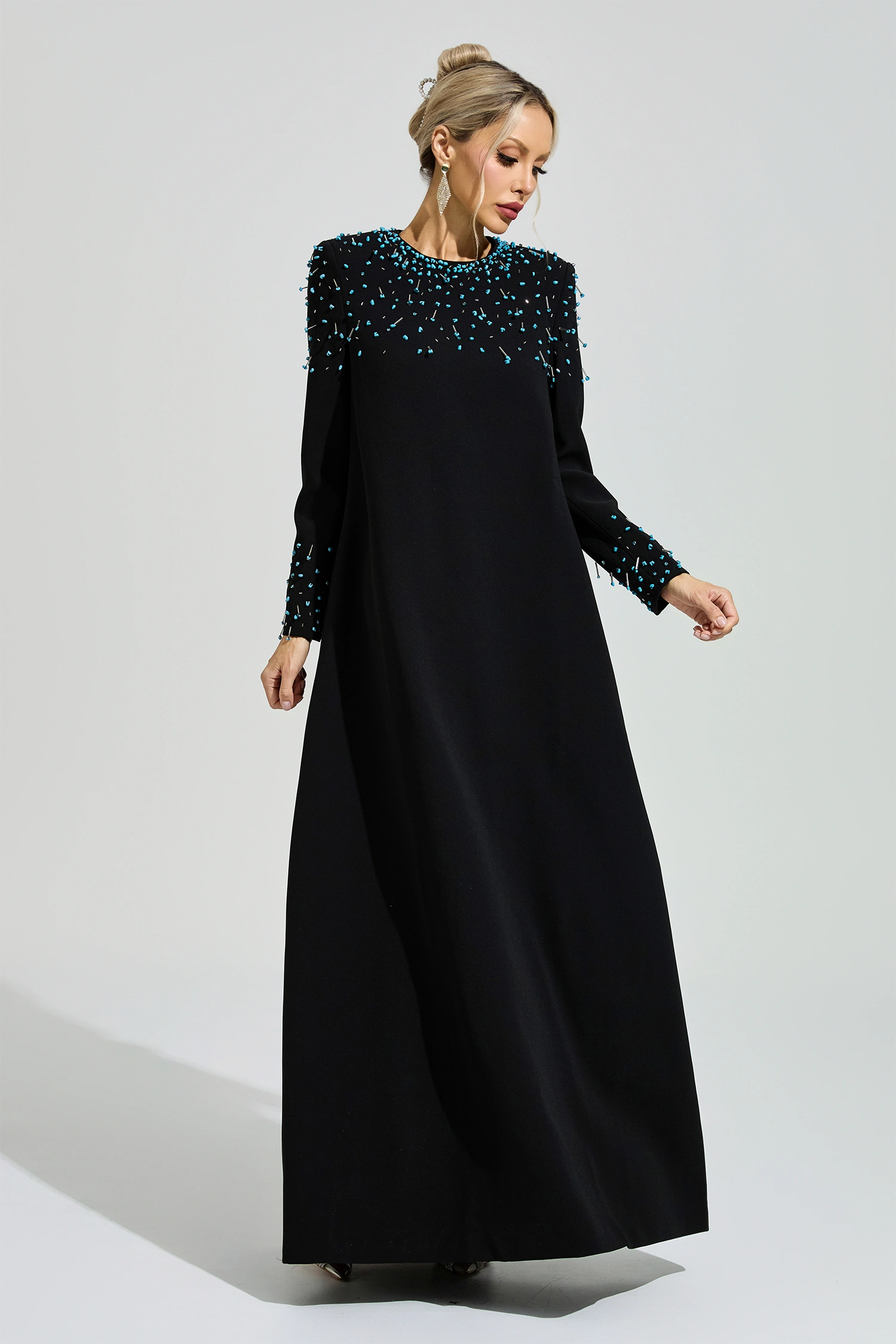 Beatrice Black Beaded Maxi Dress