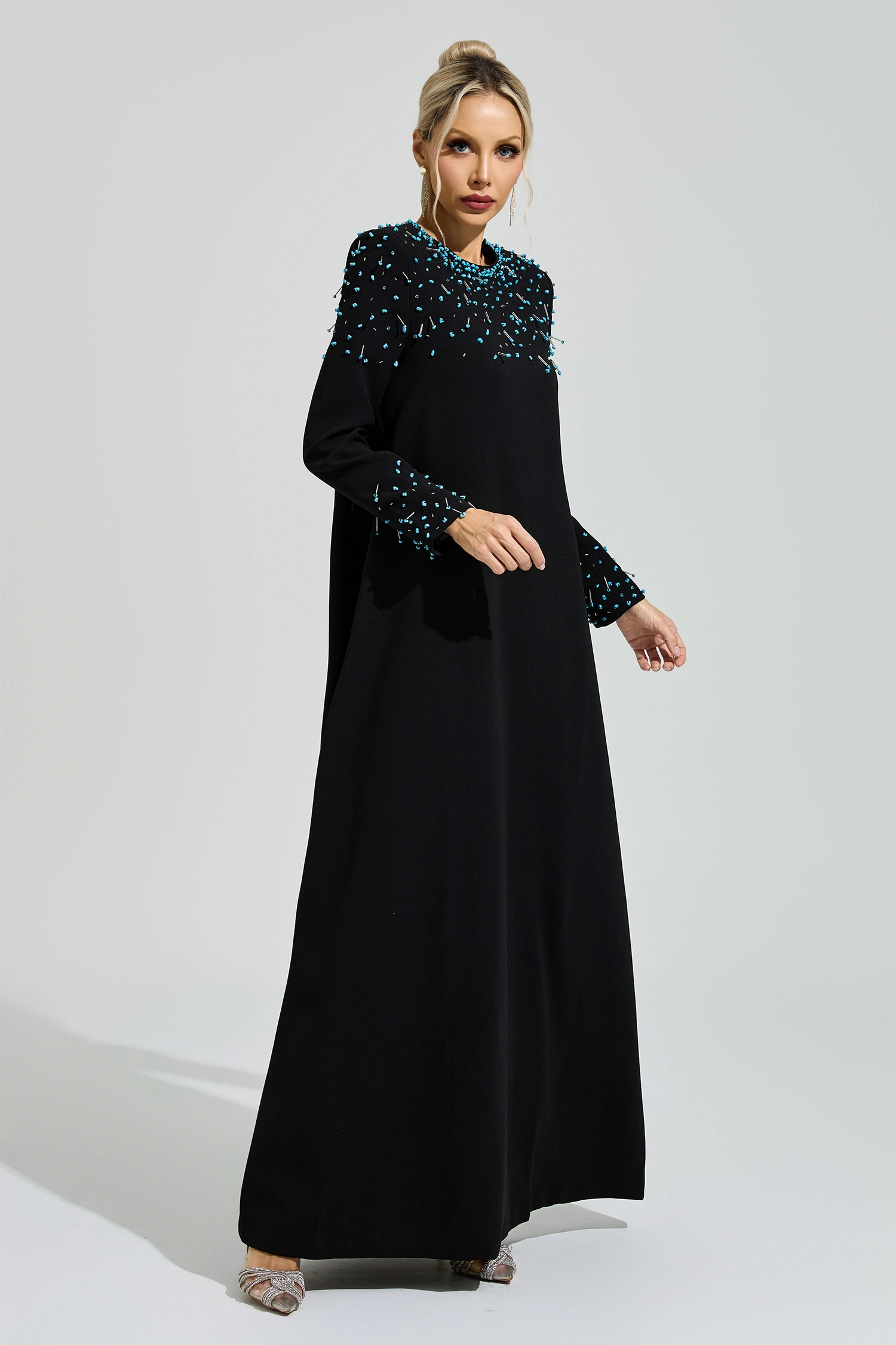 Beatrice Black Beaded Maxi Dress
