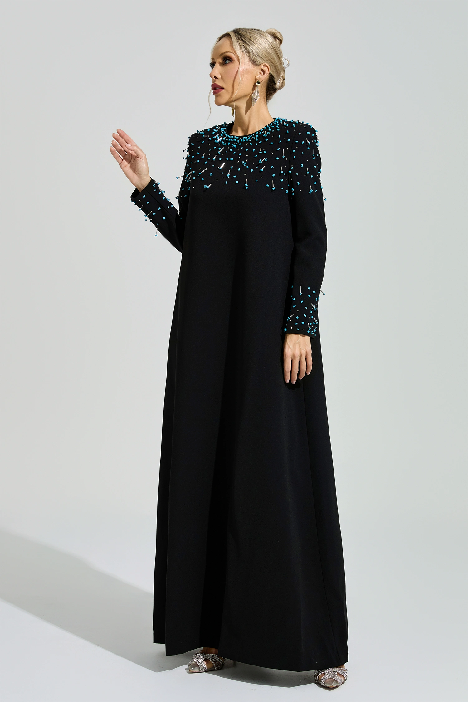 Beatrice Black Beaded Maxi Dress