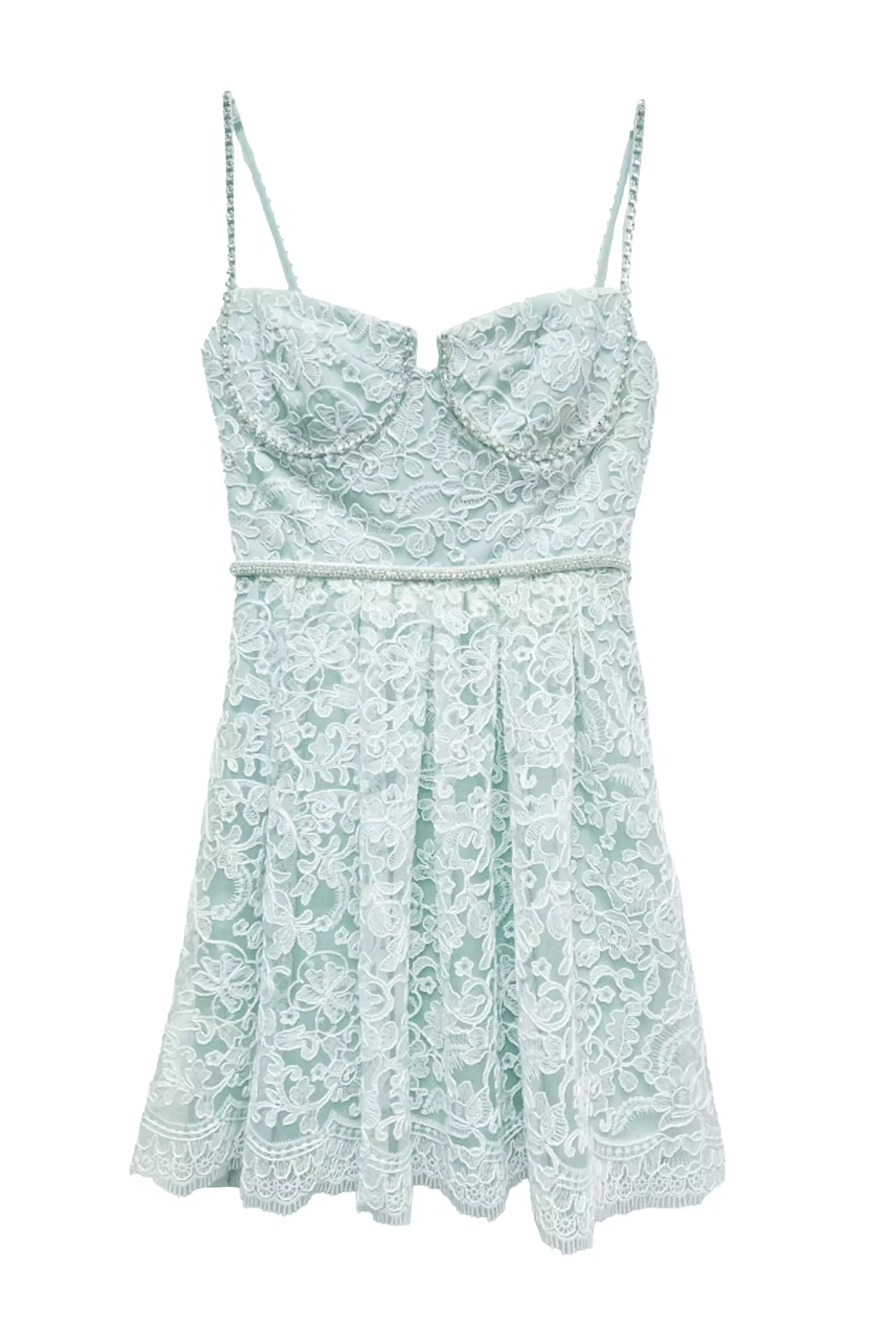 Ellison Green Lace Mini Dress-CATCHALL