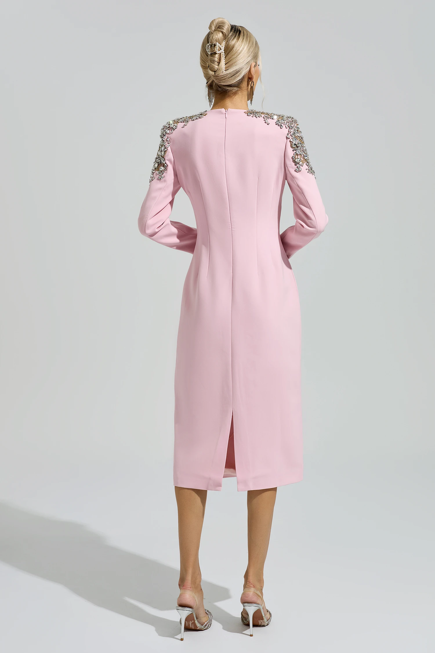 Brecht Pink Beaded Midi Dress