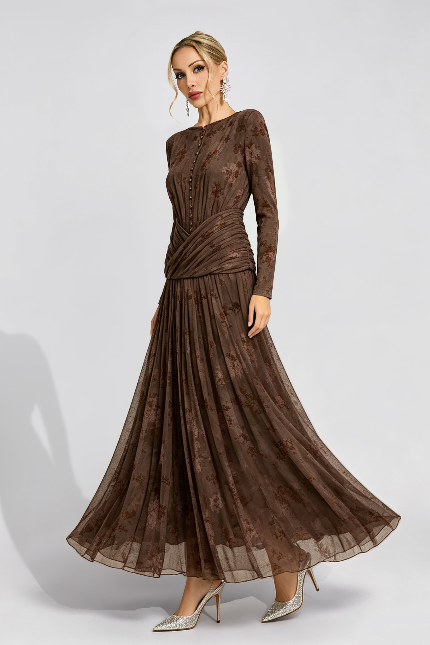 Butler Brown Pleated Maxi Dress