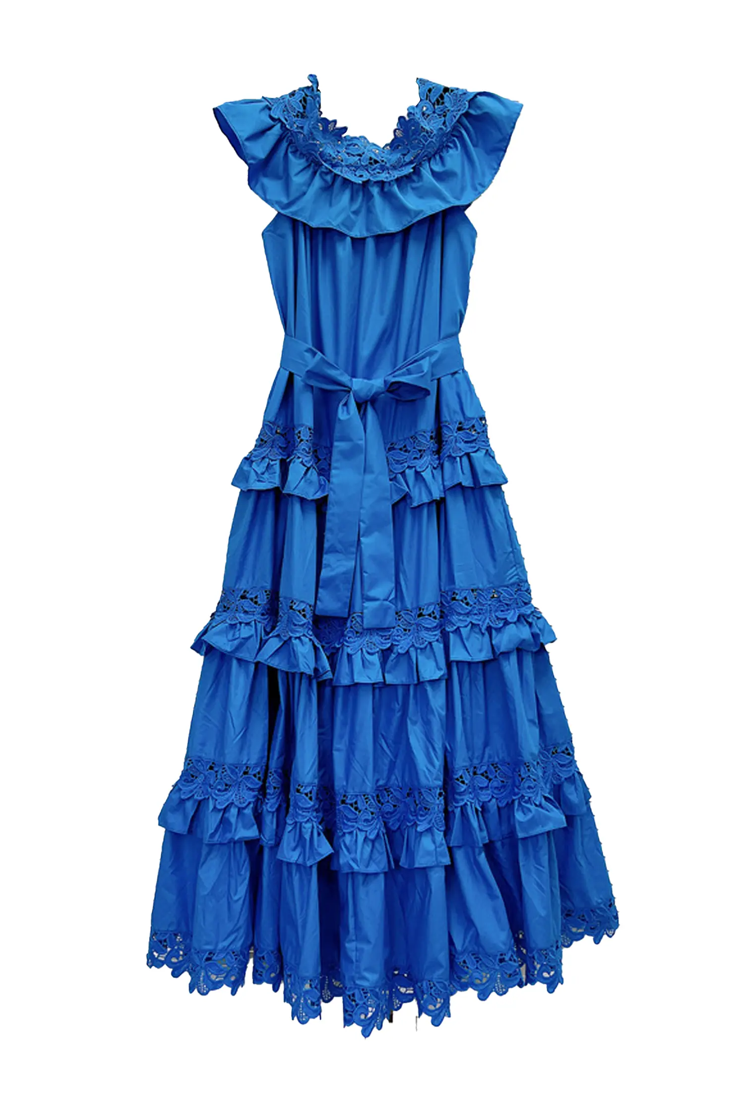 Soraya Marine Blue Ruffle Off Shoulder Dress-CATCHALL