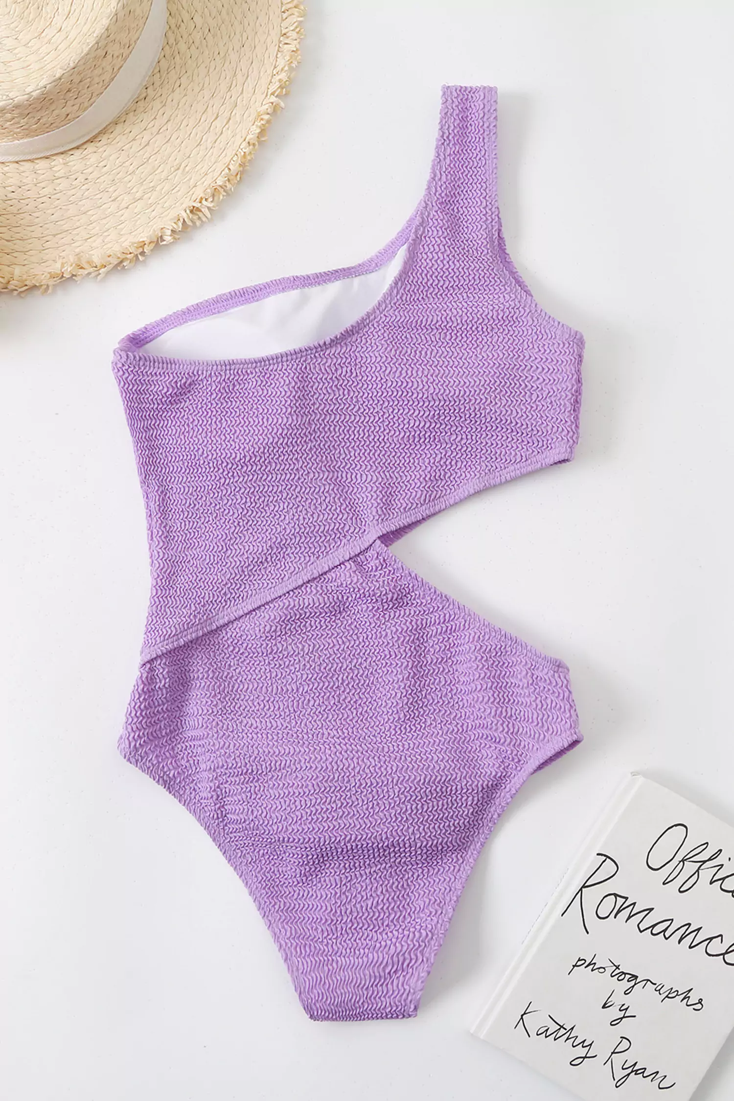 Amaris Purple One Shoulder Cut Our Swimwear-CATCHALL
