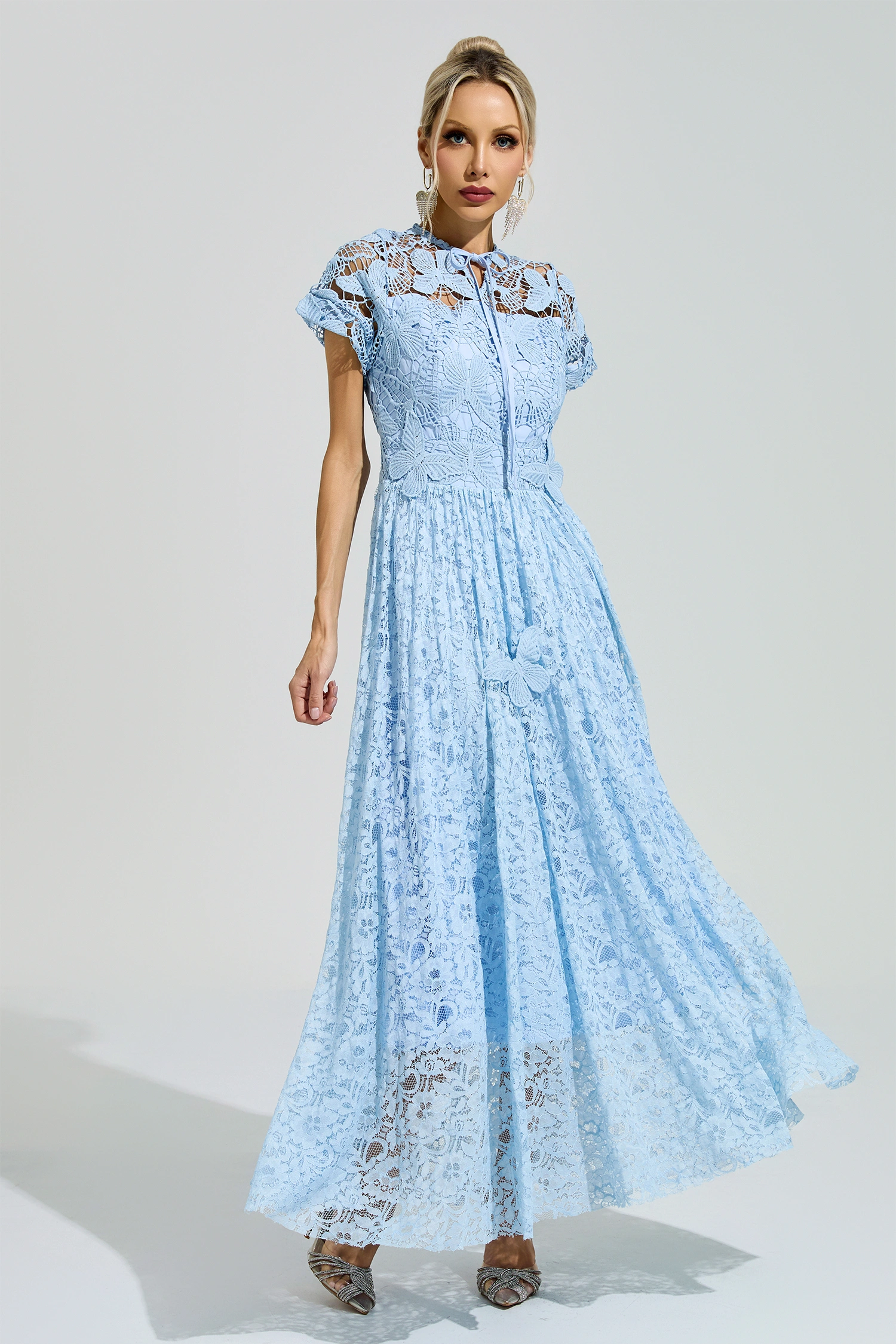 Hawking Blue Lace Floral Dress