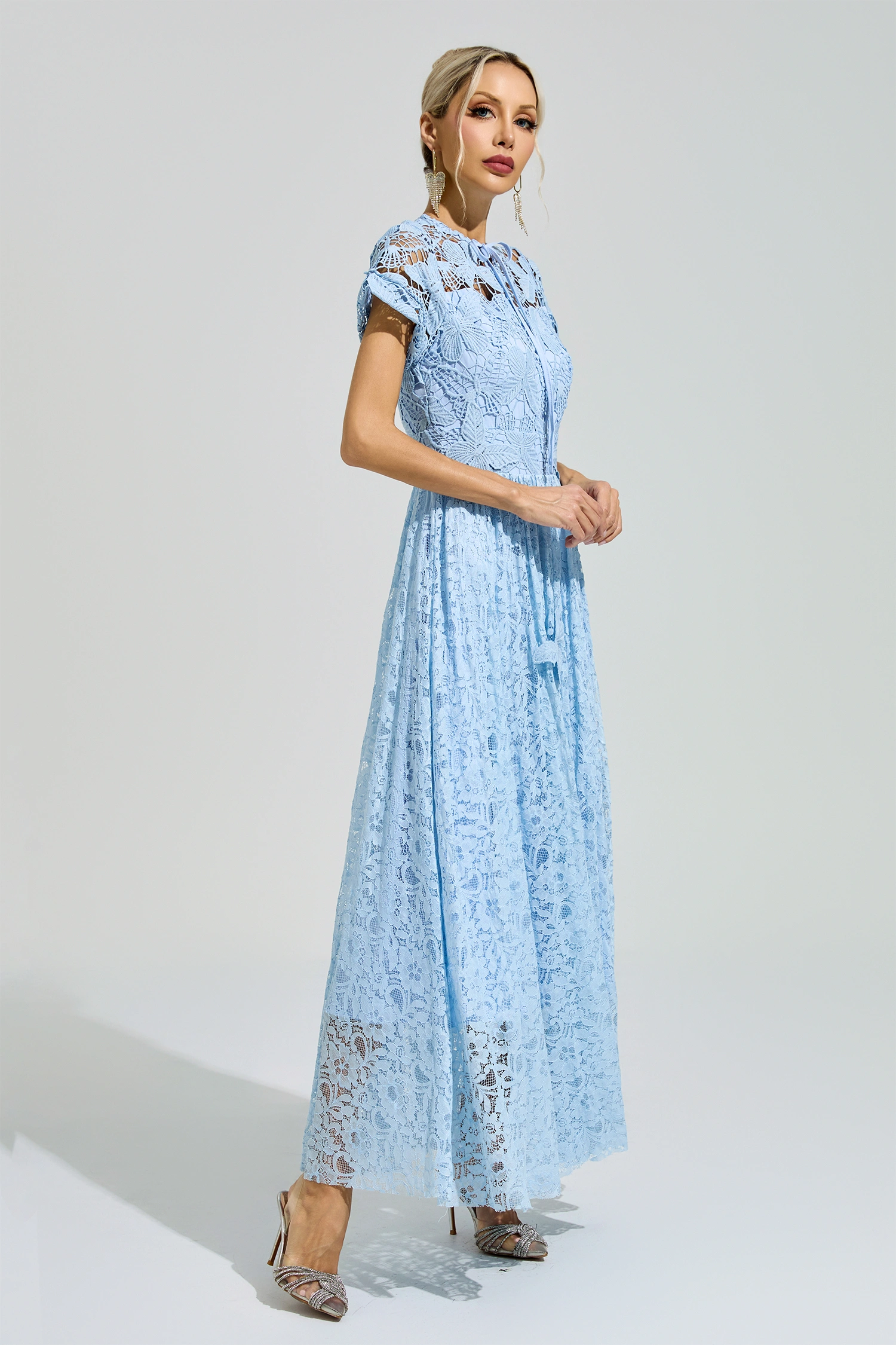 Hawking Blue Lace Floral Dress