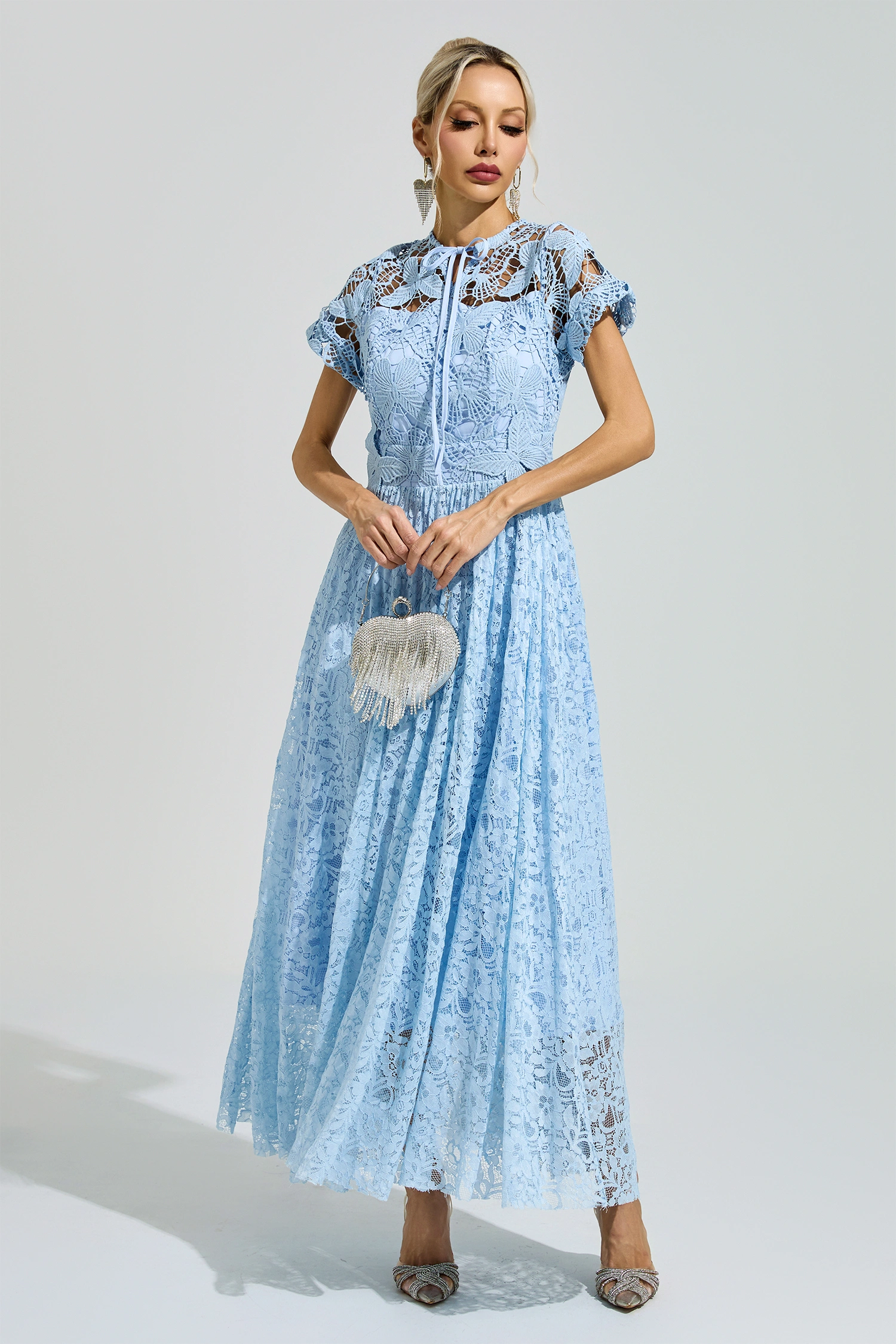 Hawking Blue Lace Floral Dress