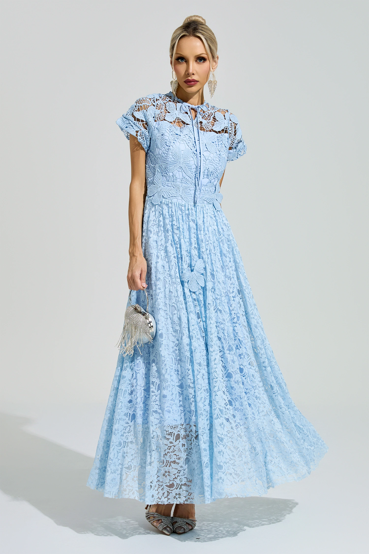 Hawking Blue Lace Floral Dress