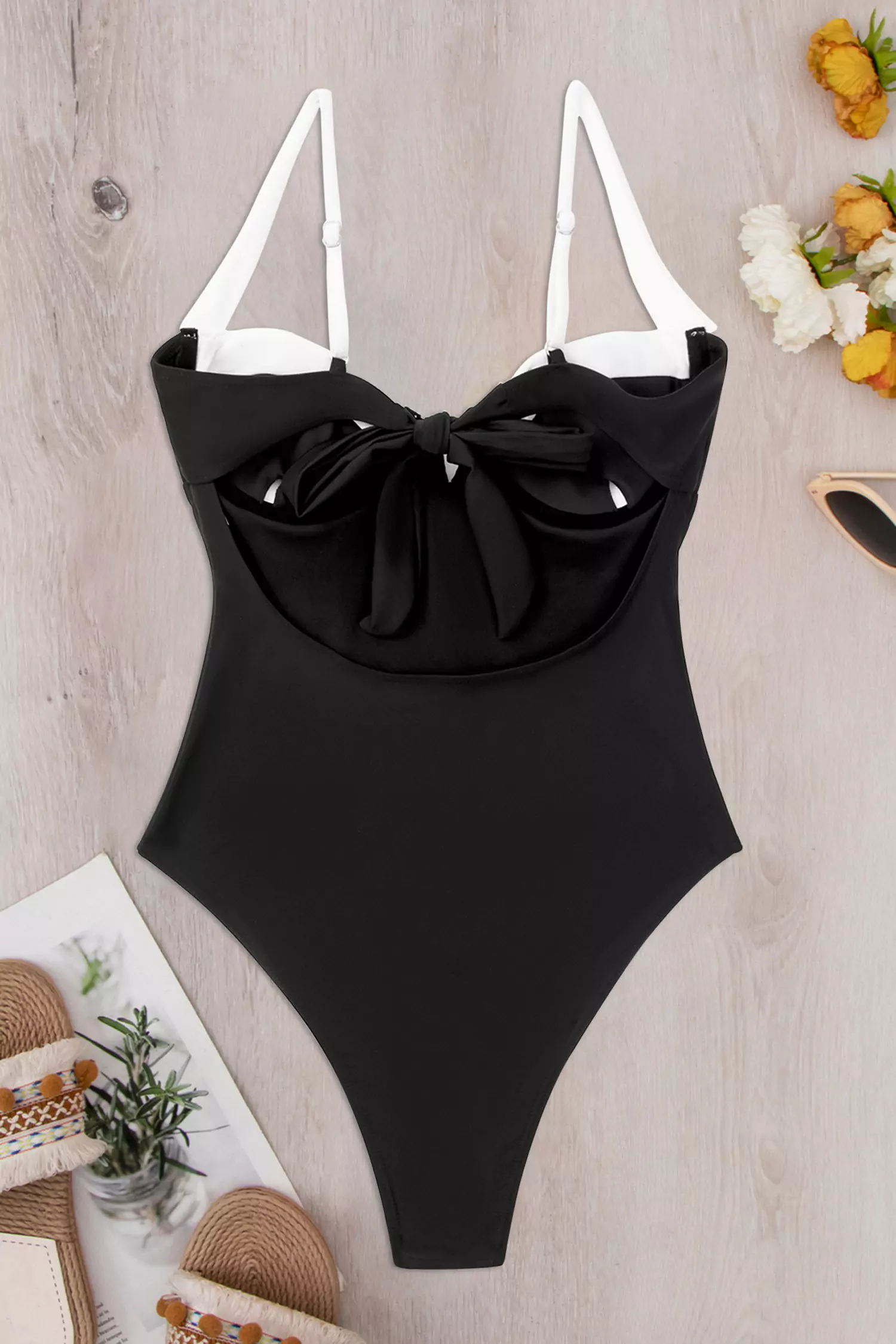 Soleil Black Steel Bra One Piece Swimwear-CATCHALL