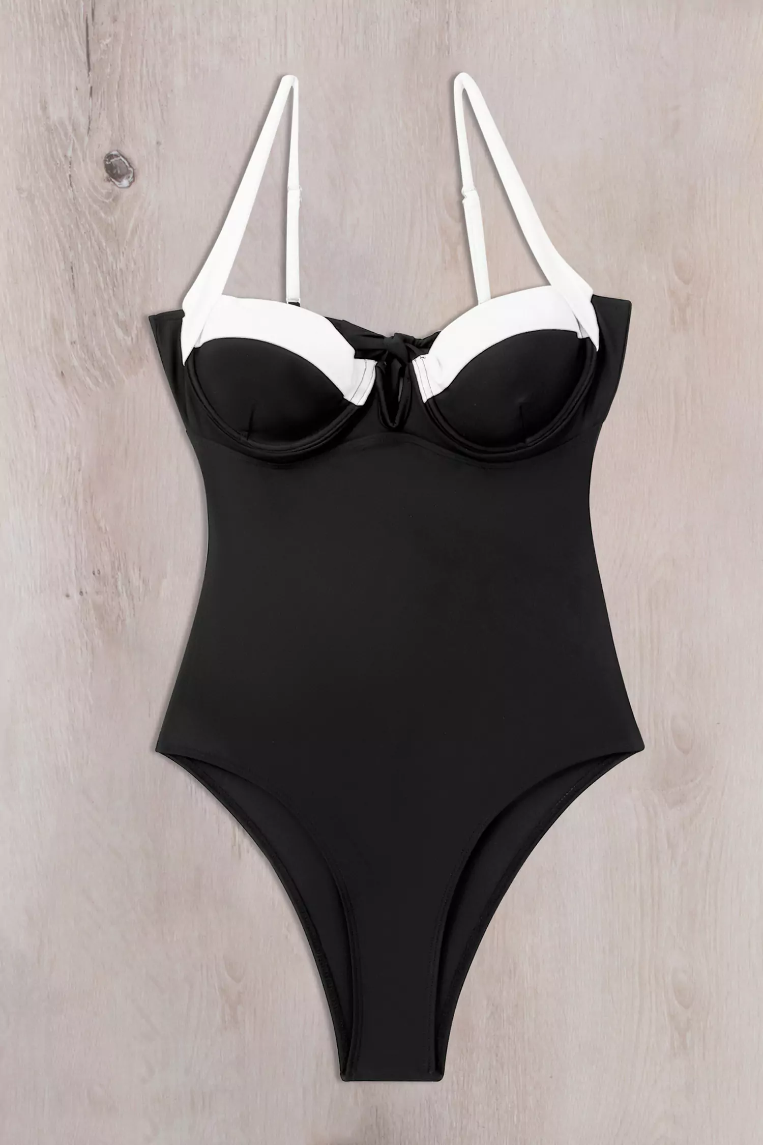 Soleil Black Steel Bra One Piece Swimwear-CATCHALL