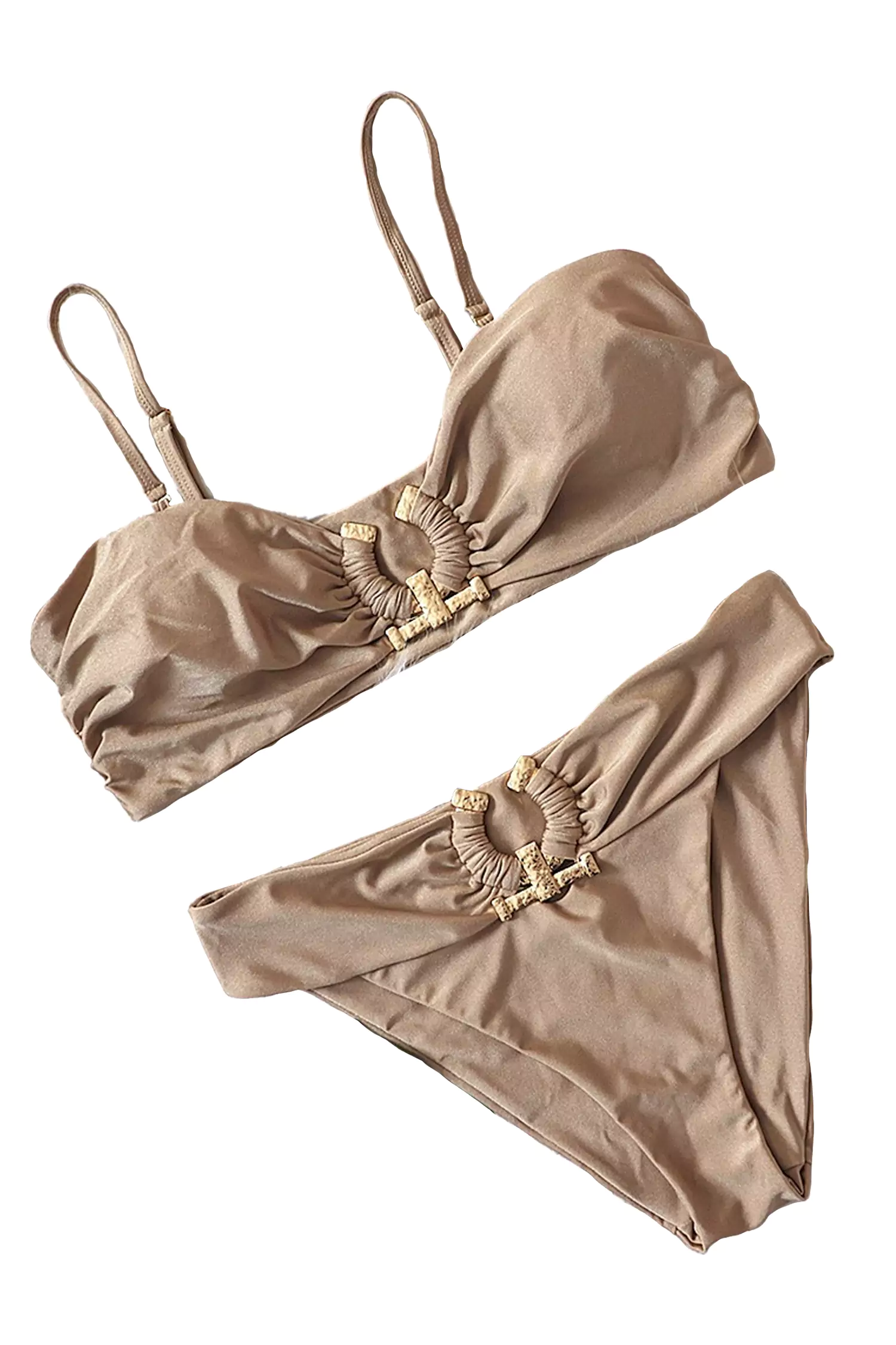 Kendall Brown Metal Bikini-CATCHALL
