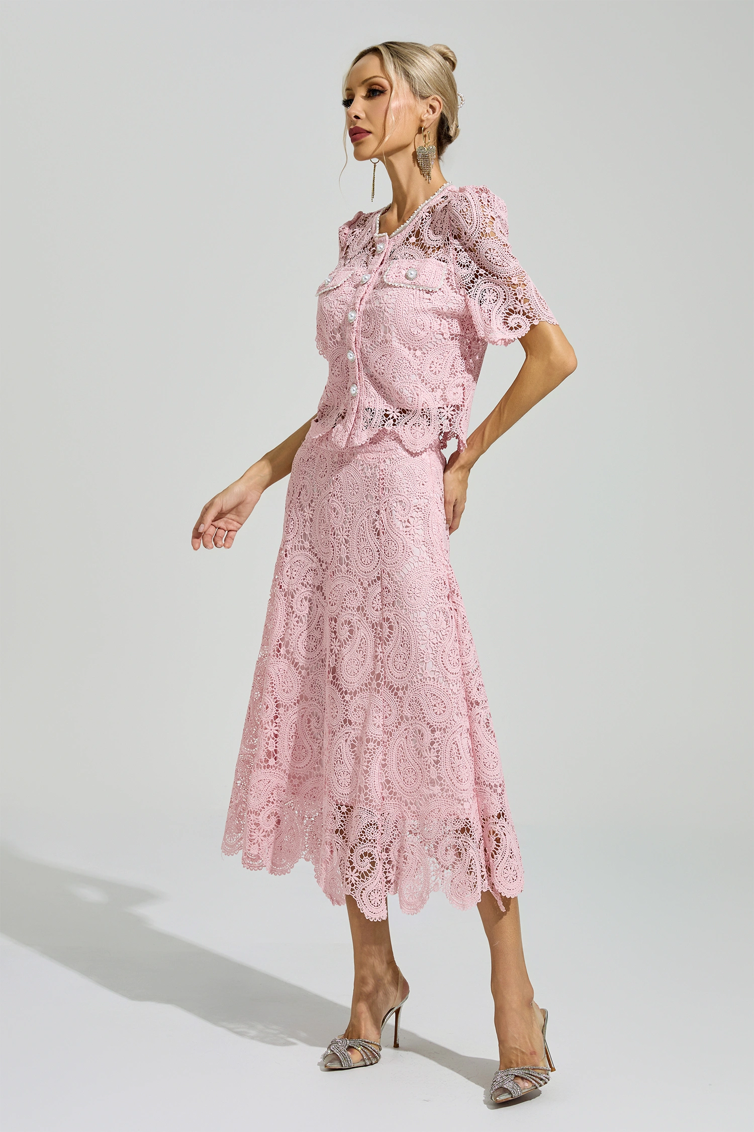 Calvin Pink Lace Two Piece Set