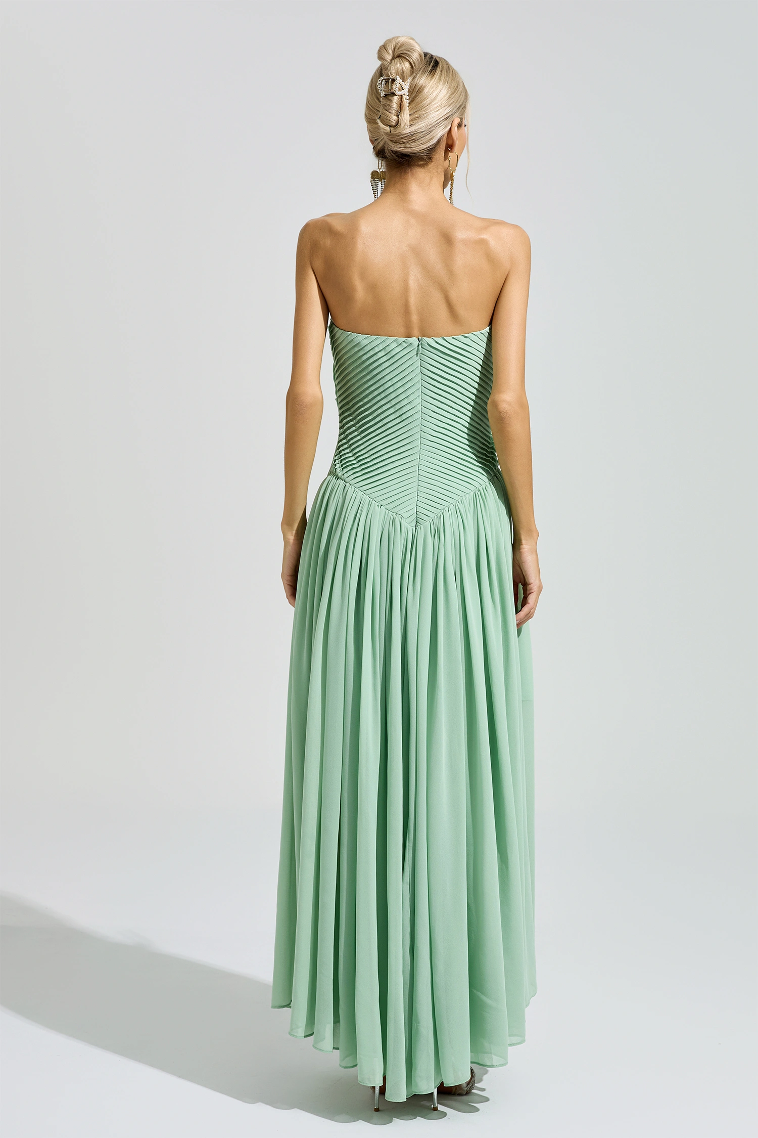 Proust Green Strapless Floral Maxi Dress