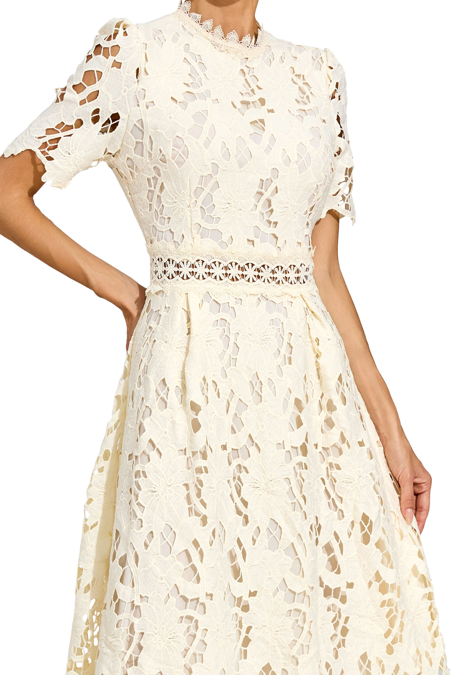 Jonson Apricot Lace Cut Out Midi Dress