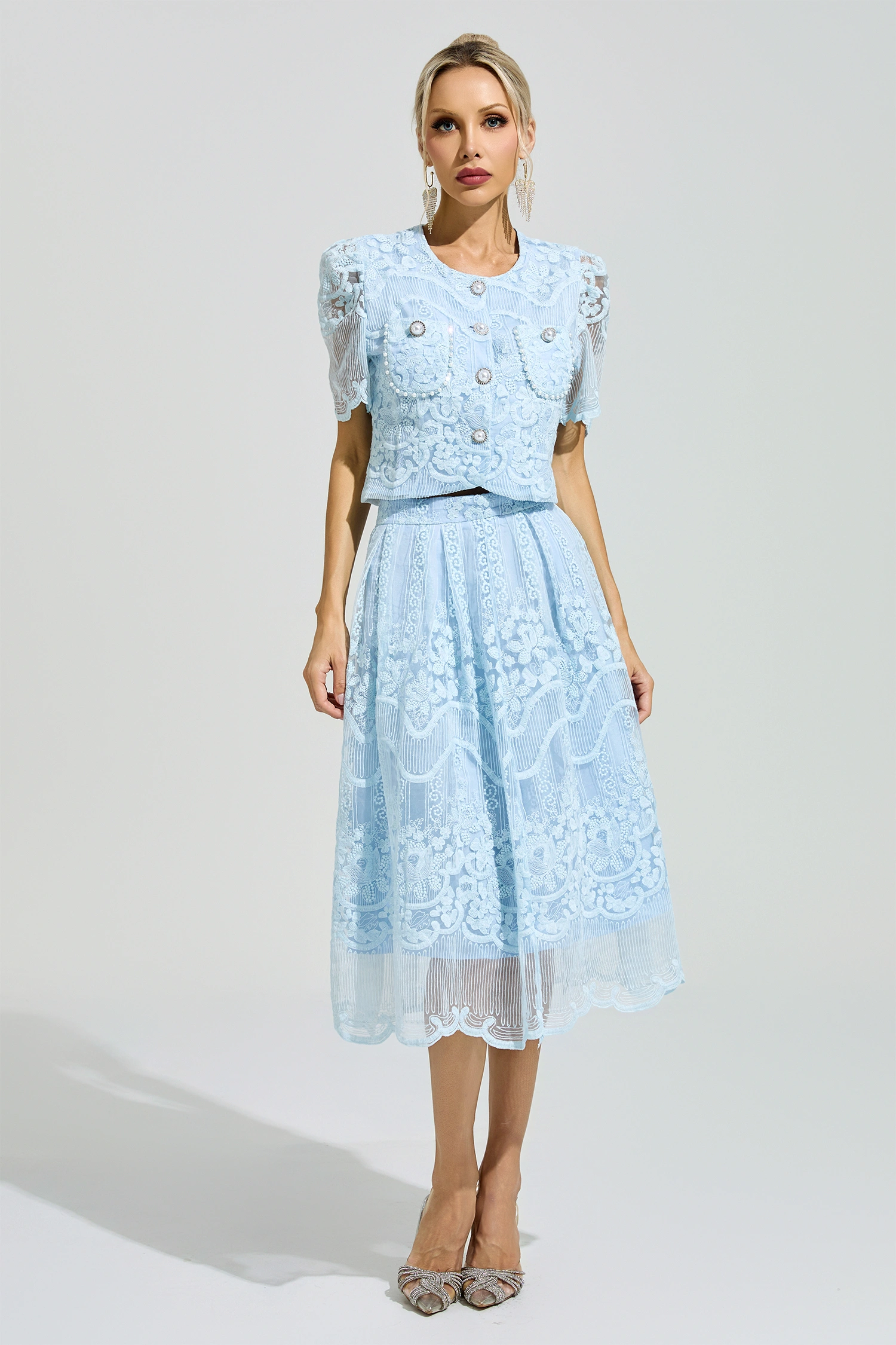 Gandhi Blue Lace Pearl Set
