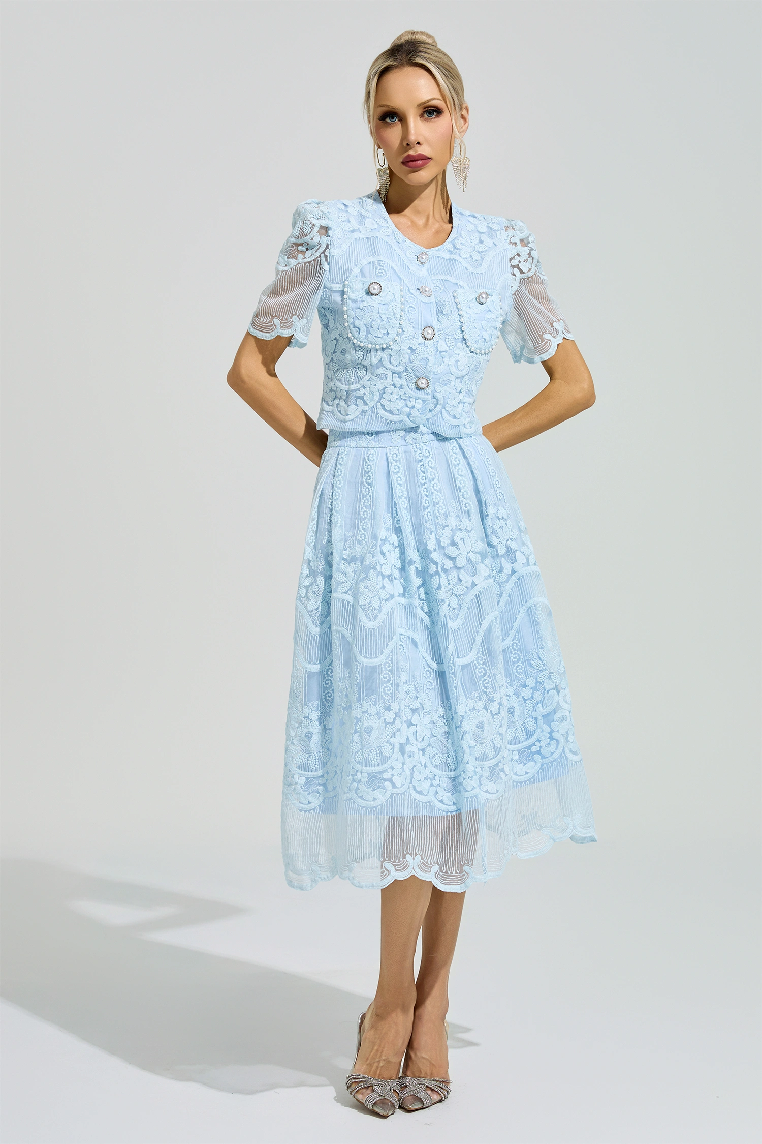 Gandhi Blue Lace Pearl Set