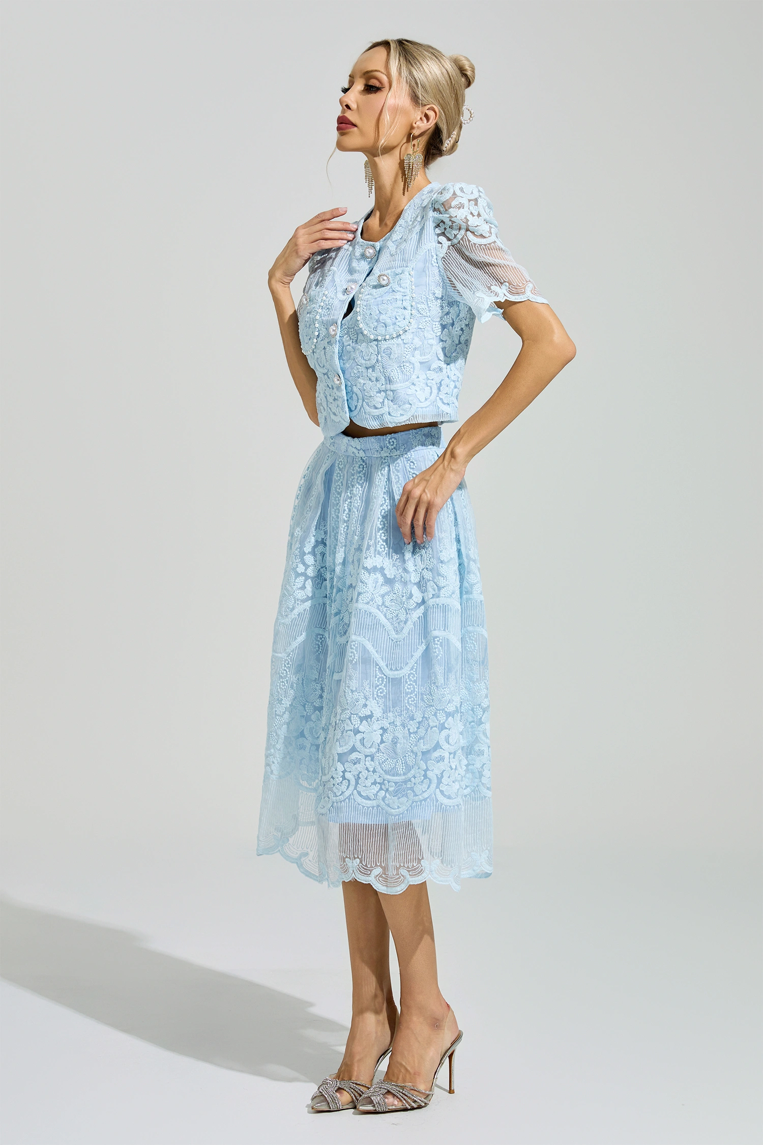 Gandhi Blue Lace Pearl Set