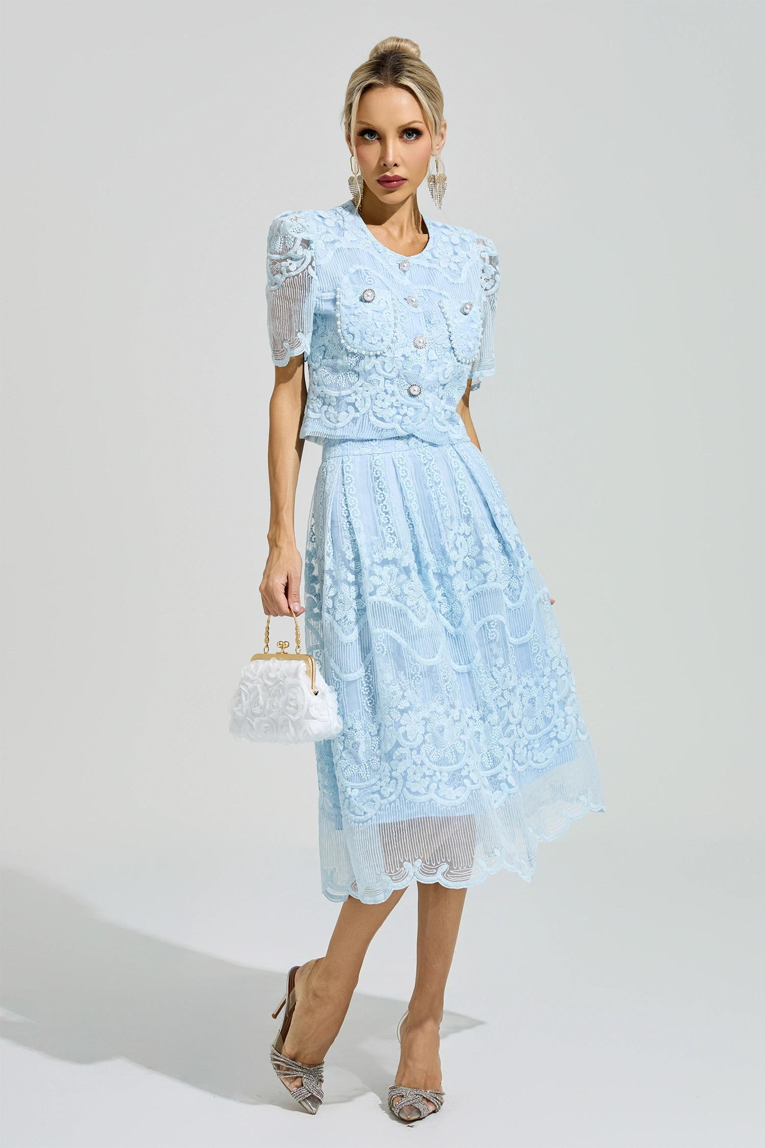 Gandhi Blue Lace Pearl Set