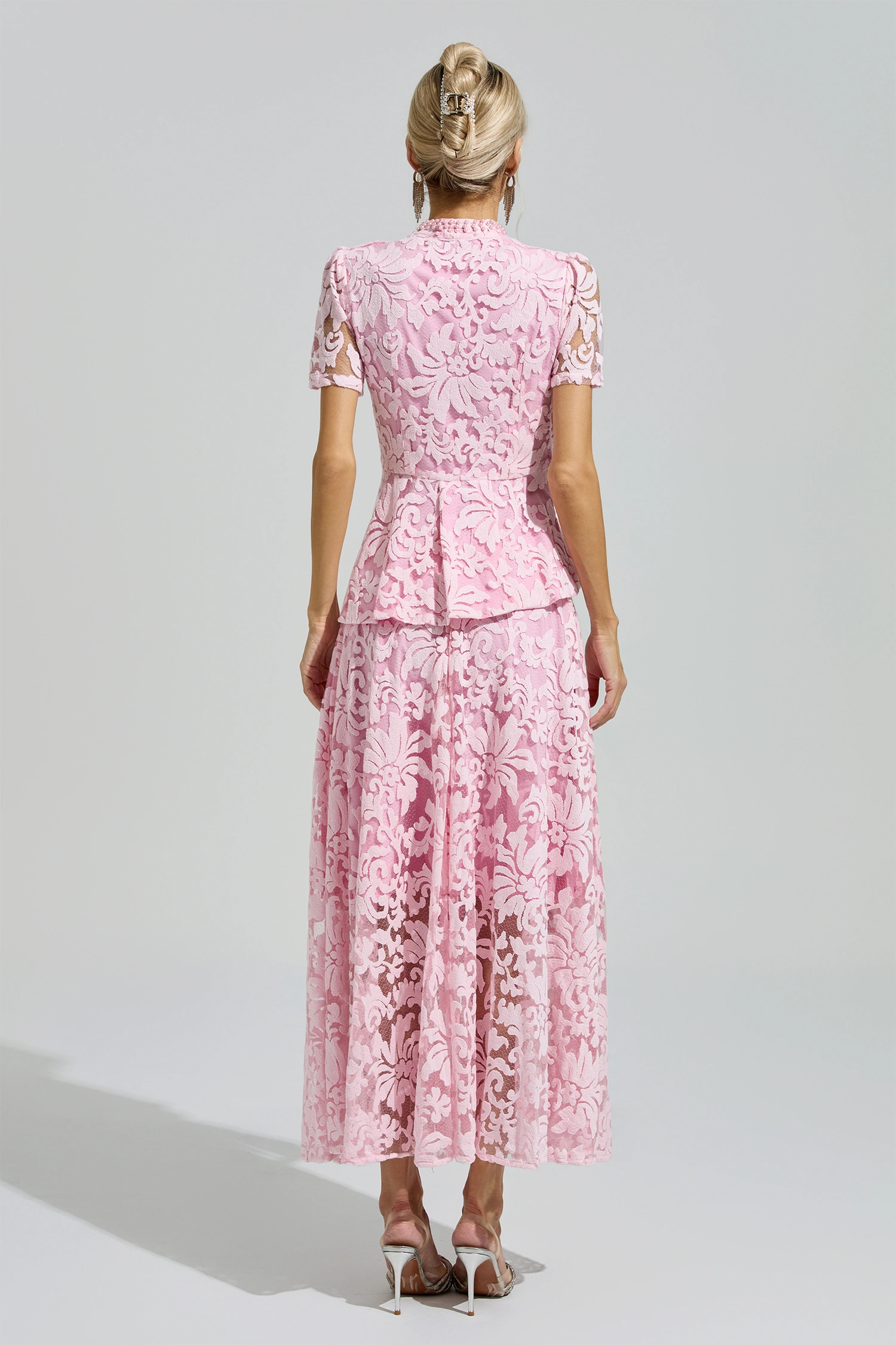 Ride Pink Embroidered Lace Set