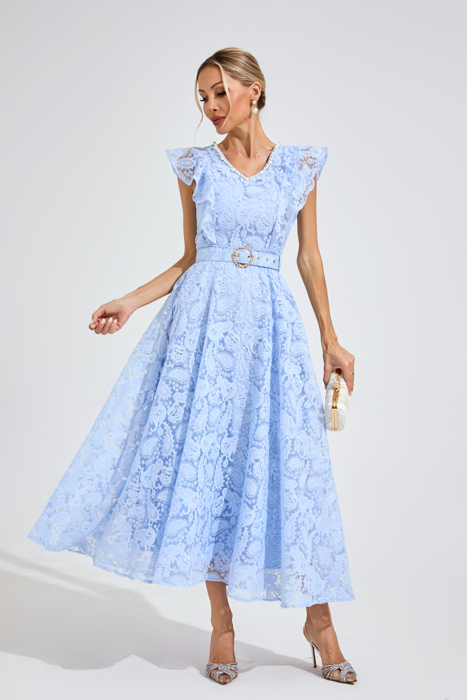 Carter Sapphire Blue Wrap Midi Dress