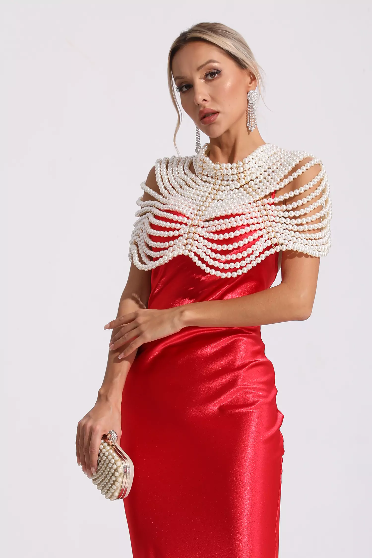 Rylee Multilayer Pearl Shawl Necklace-CATCHALL