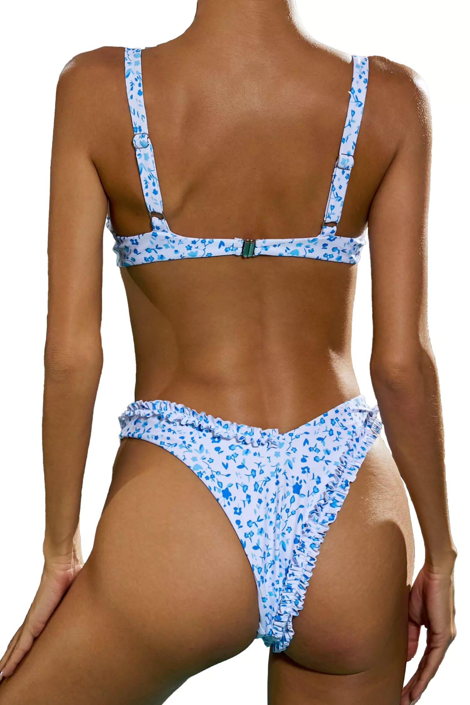 Giavanna White Ruched Printed Bikini-CATCHALL