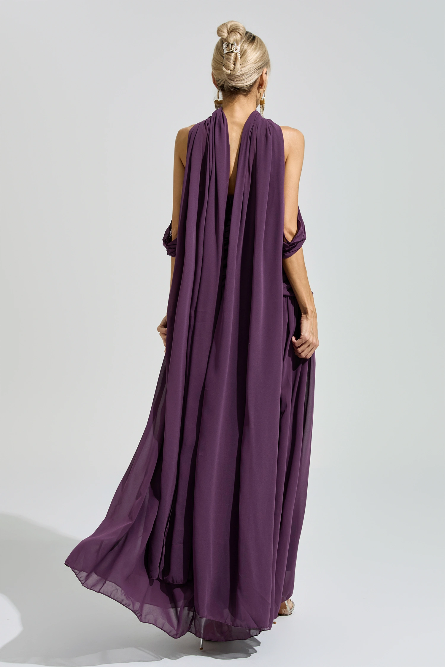 Adorno Purple Halter Neck Dress