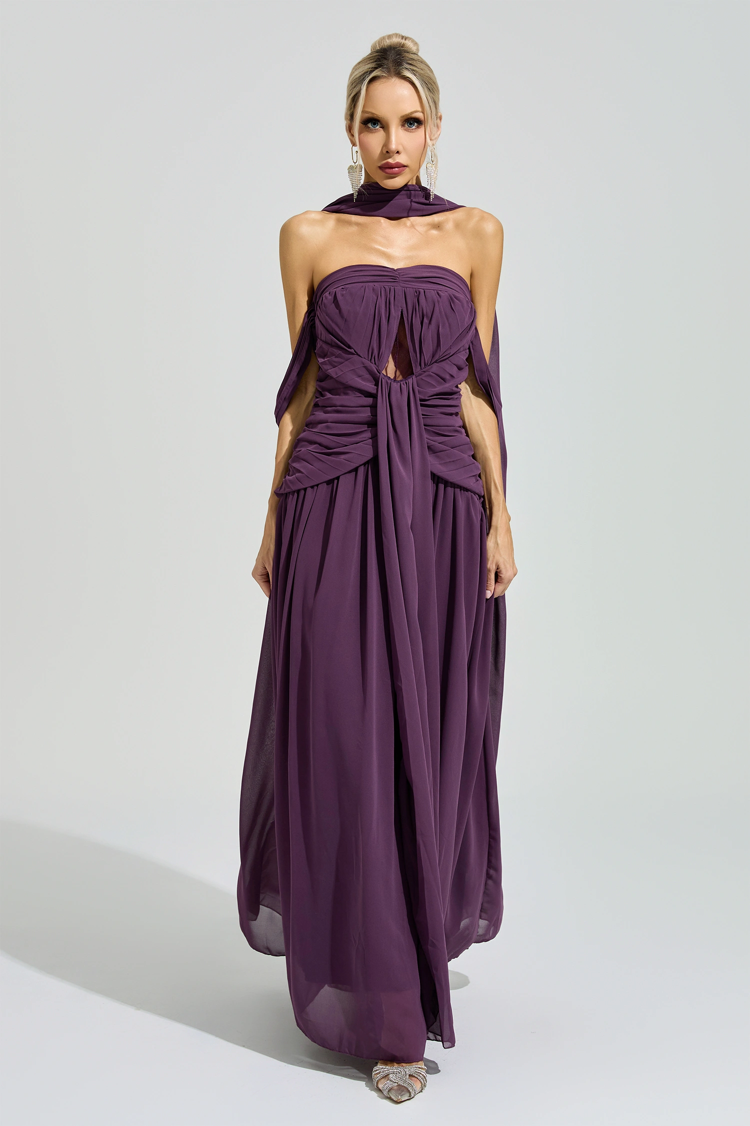 Adorno Purple Halter Neck Dress