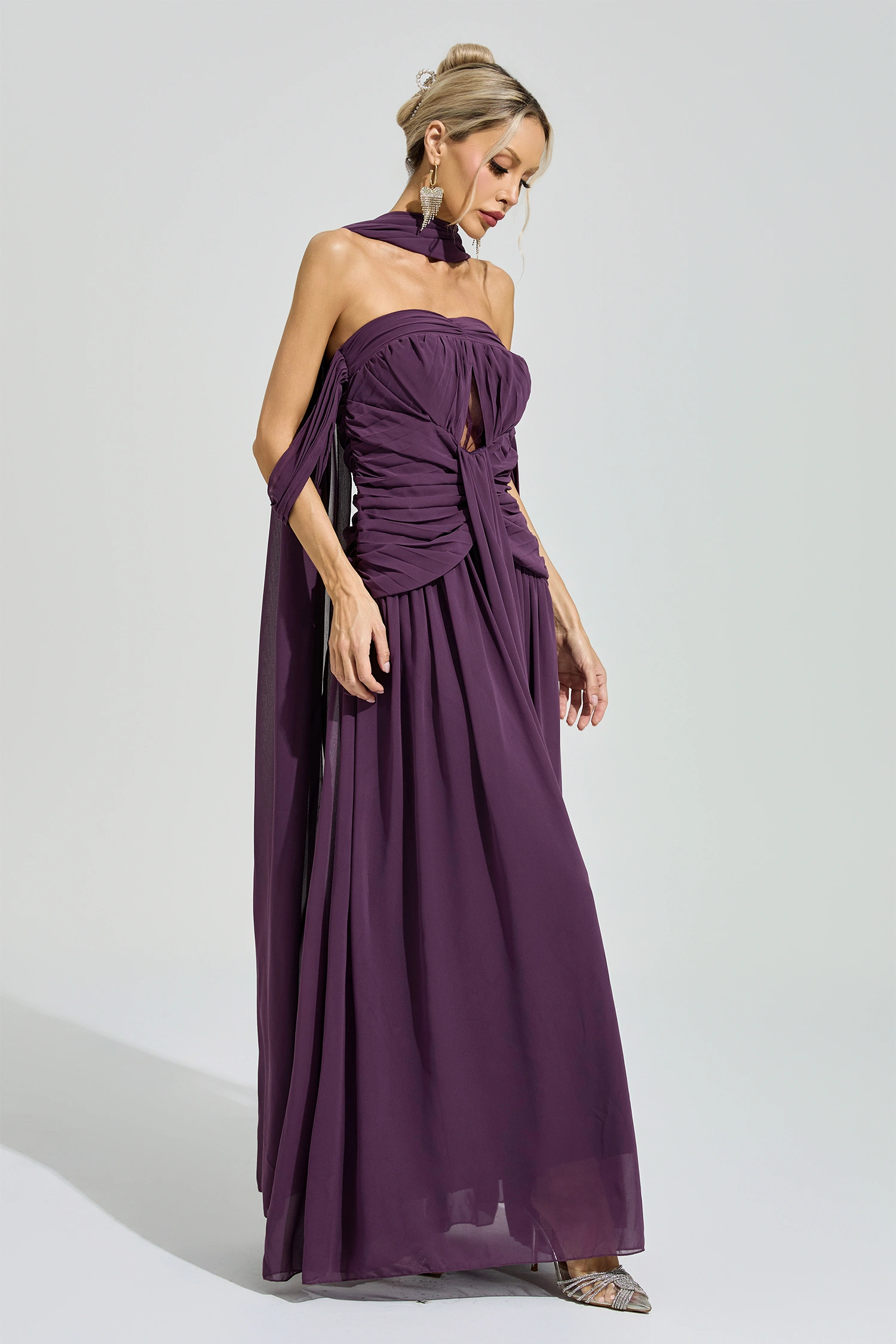 Adorno Purple Halter Neck Dress