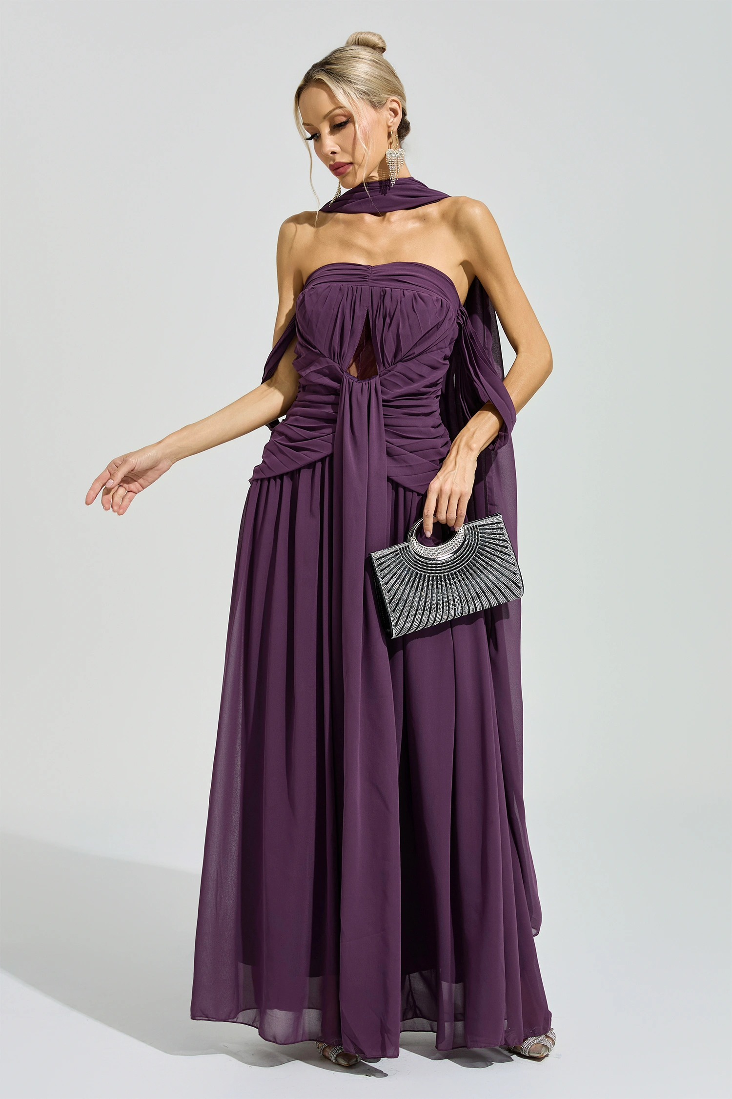 Adorno Purple Halter Neck Dress