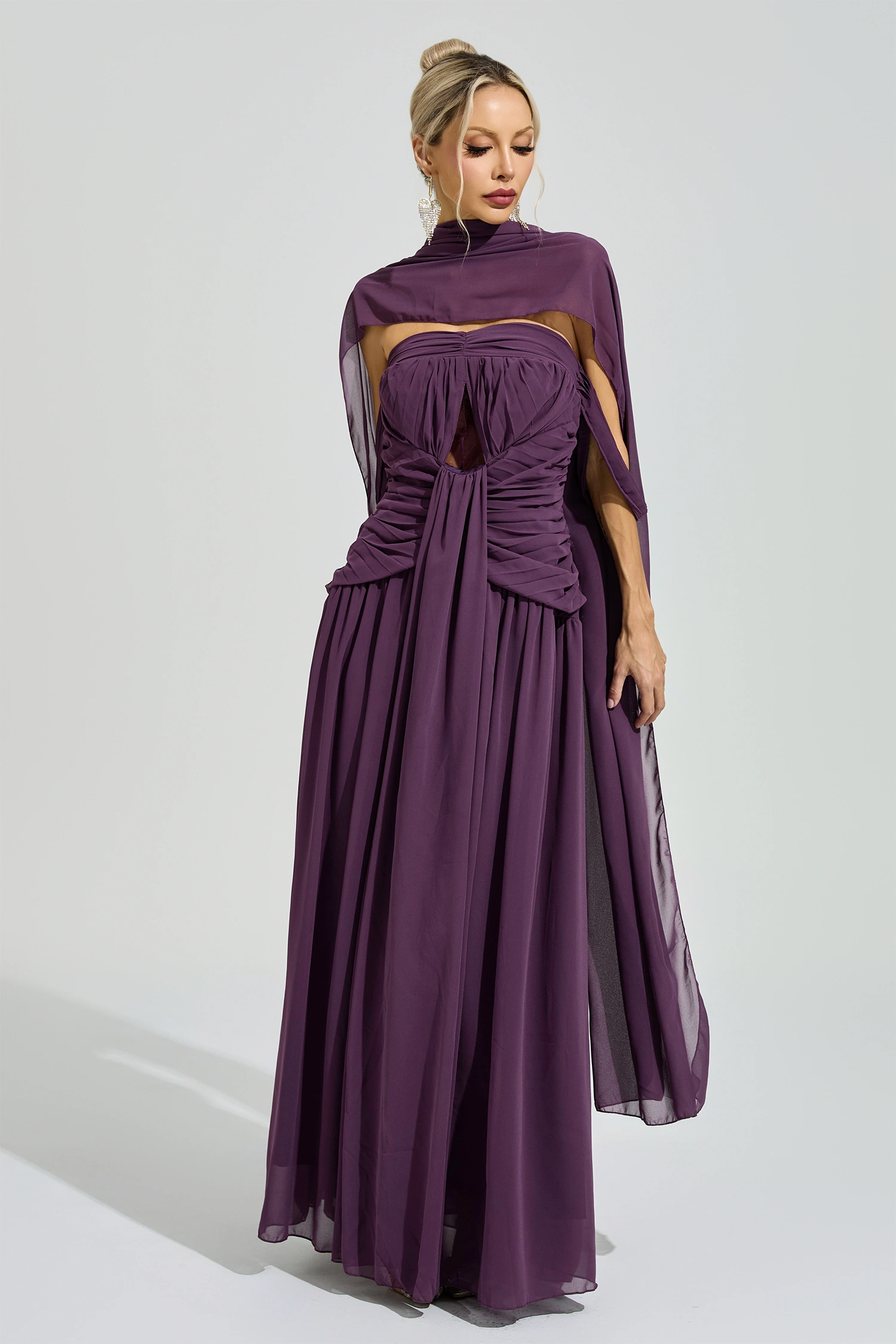 Adorno Purple Halter Neck Dress