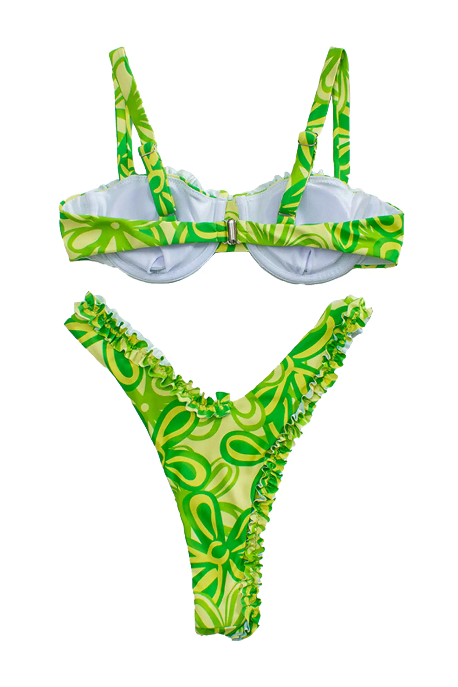 Giavanna Green Ruched Printed Bikini-CATCHALL